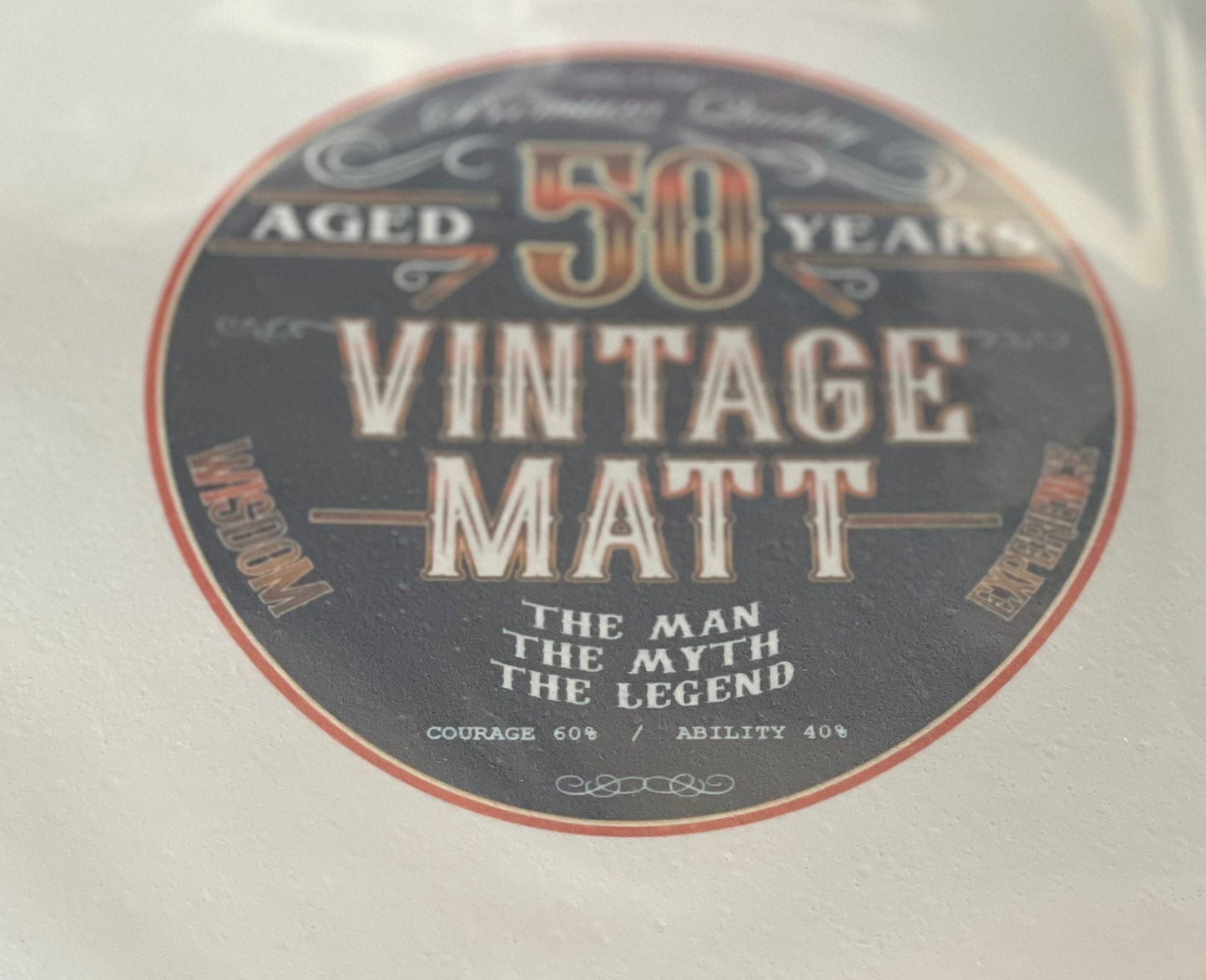 Edible whiskey barrel label. Personalise with name and age. Personalised whiskey label. The legend label. The myth label.
