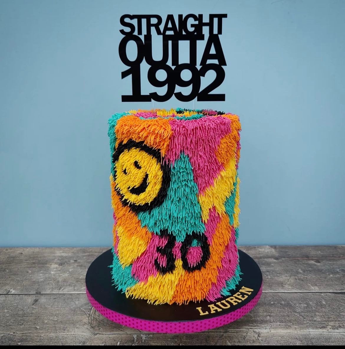 Straight Outta 'Year' Topper. Year Born Acrylic Cake Topper. Birth year cake topper.