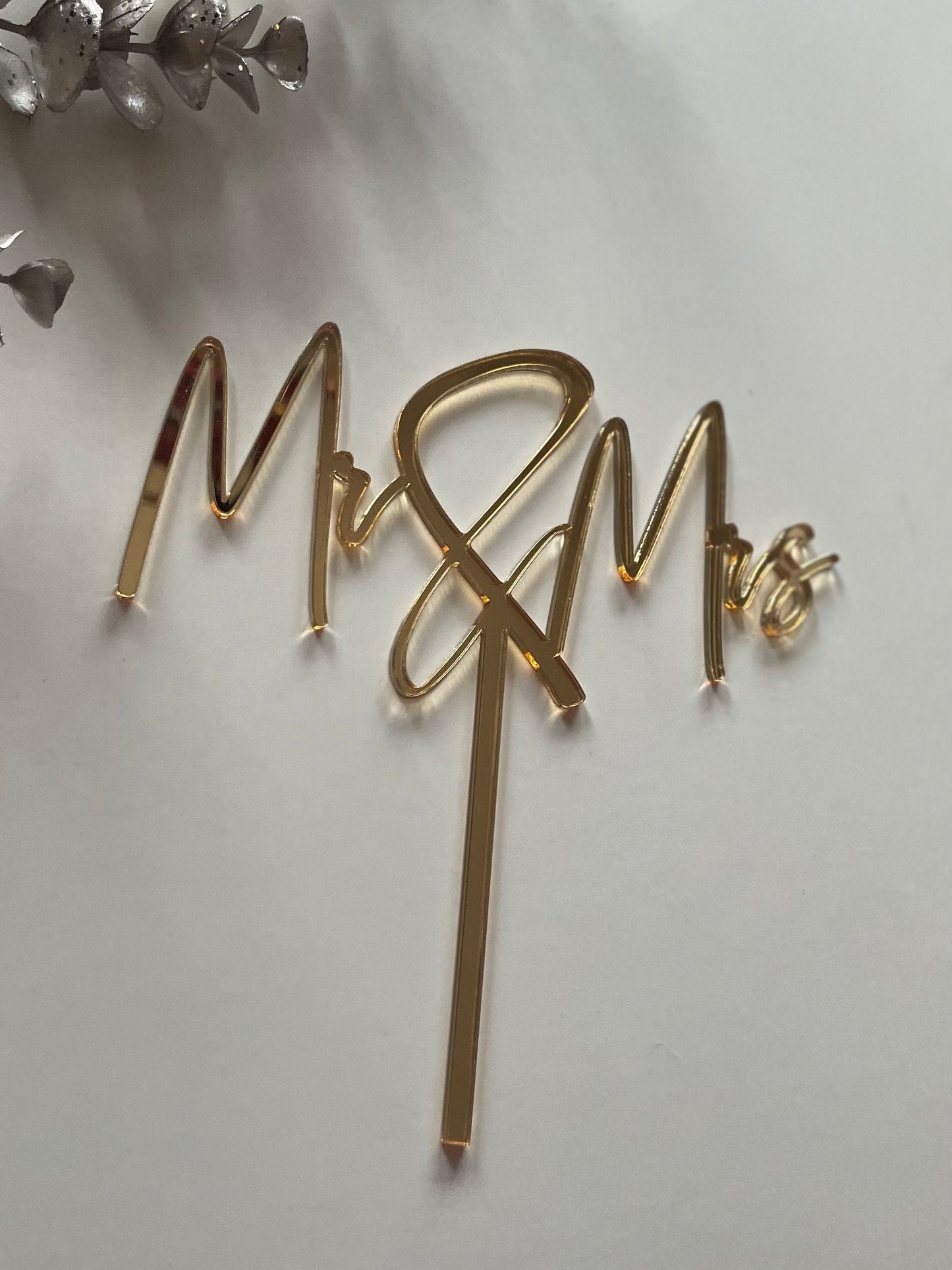 Mr & Mrs acrylic wedding topper. Silver. Gold. Rose Gold. Wood.