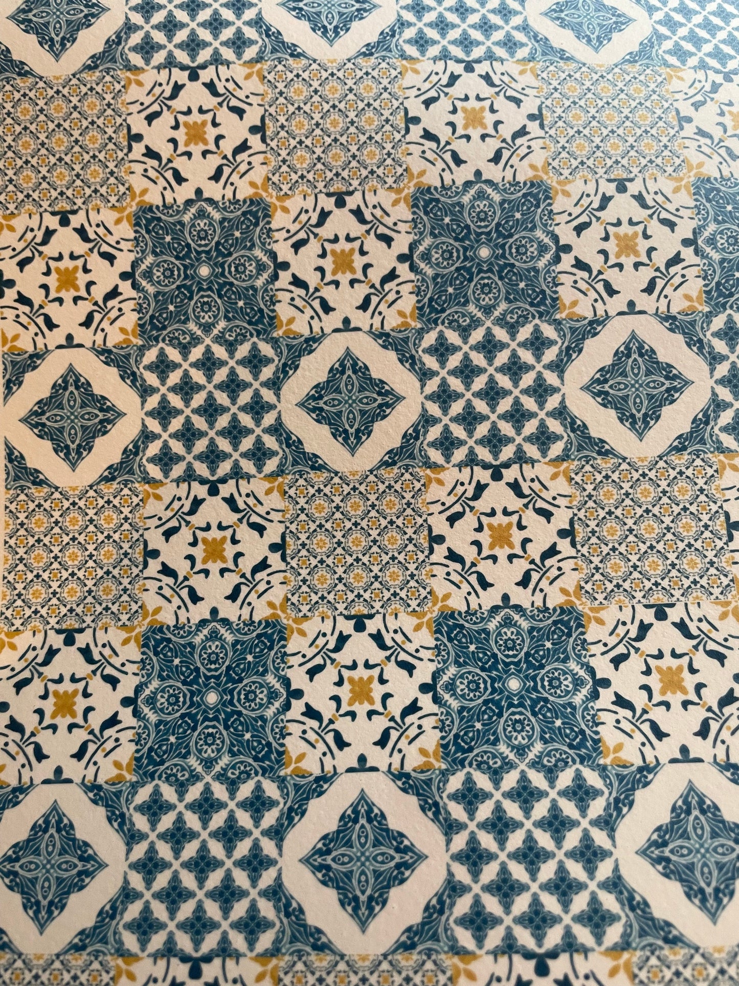 Mediterranean mosaic tiles. Edible icing. Cake wrap.