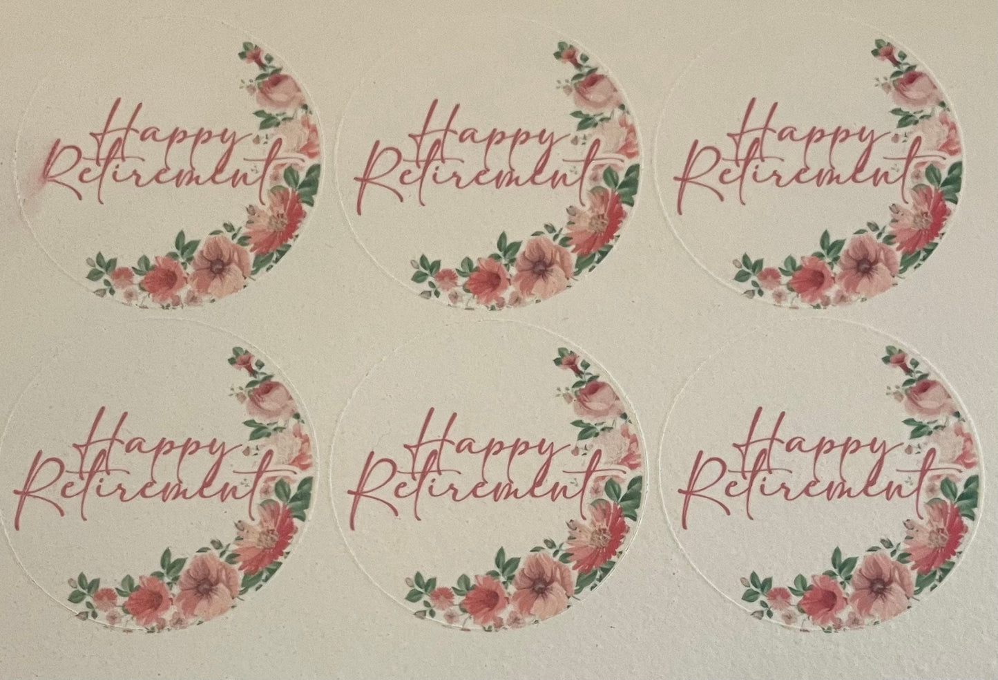 Happy retirement cupcake toppers. 12x precut edible images. Ladies retirement party