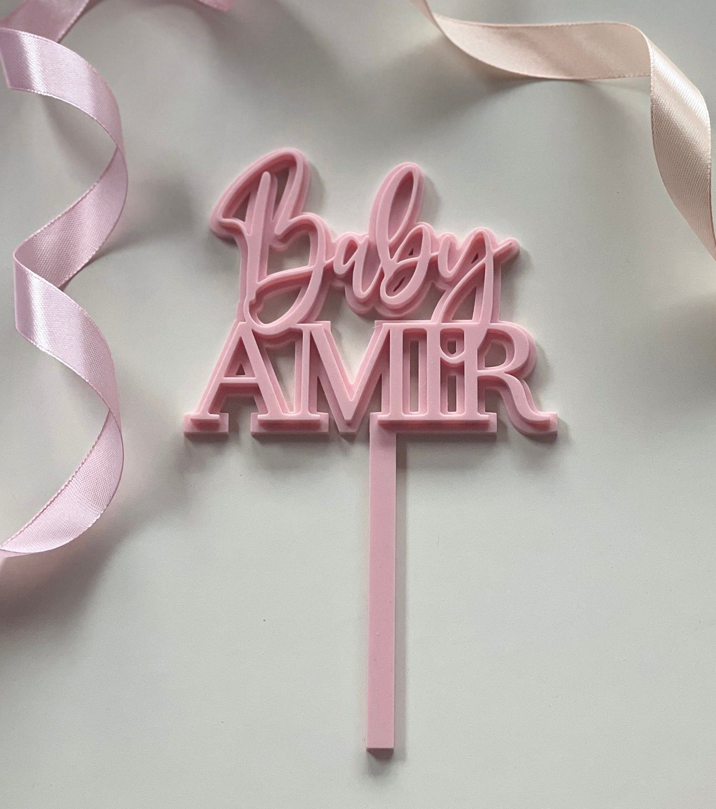 Baby Name cake topper. Acrylic. Double layered.