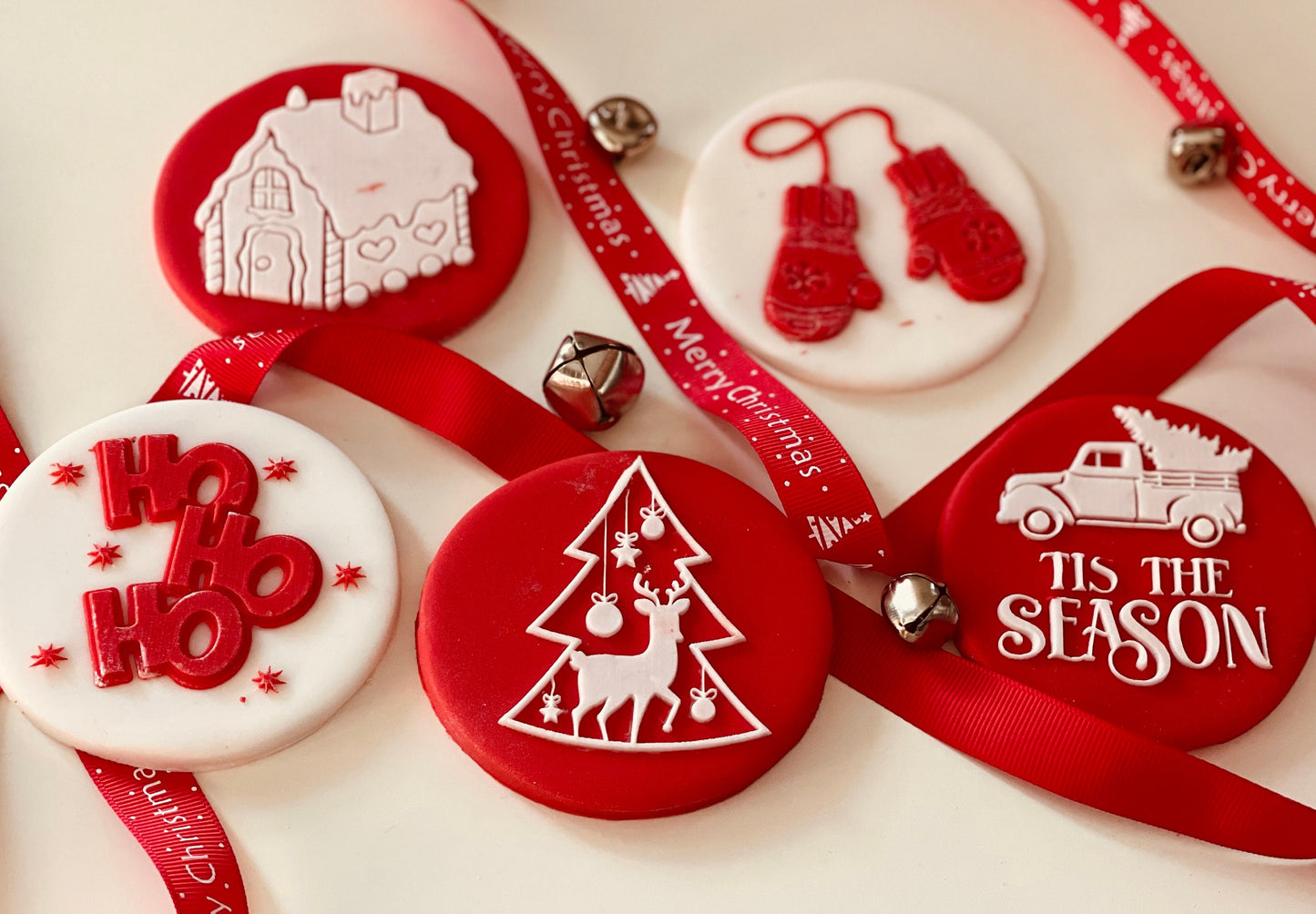 Christmas tree and reindeer debosser. Fondant / cookie debosser