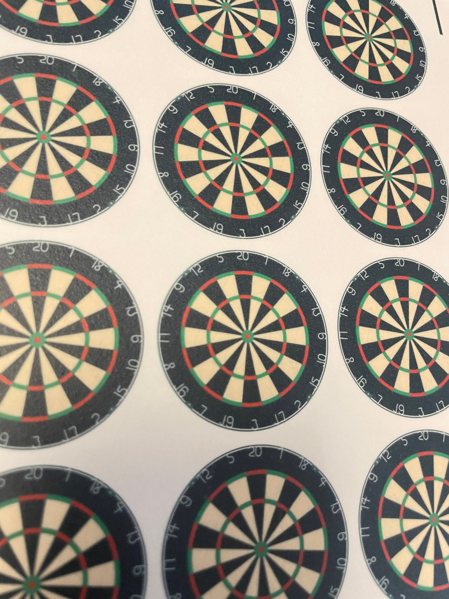 Edible dartboard cupcake toppers.