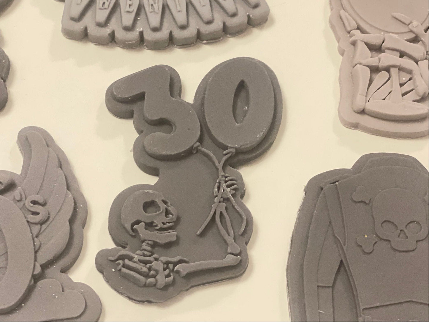 Skeleton Holding Birthday Balloons | Debosser And Cutter Set