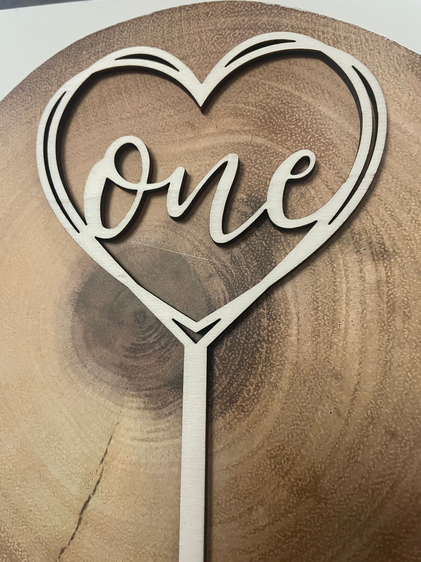 One heart cake topper. First birthday topper . Anniversary.
