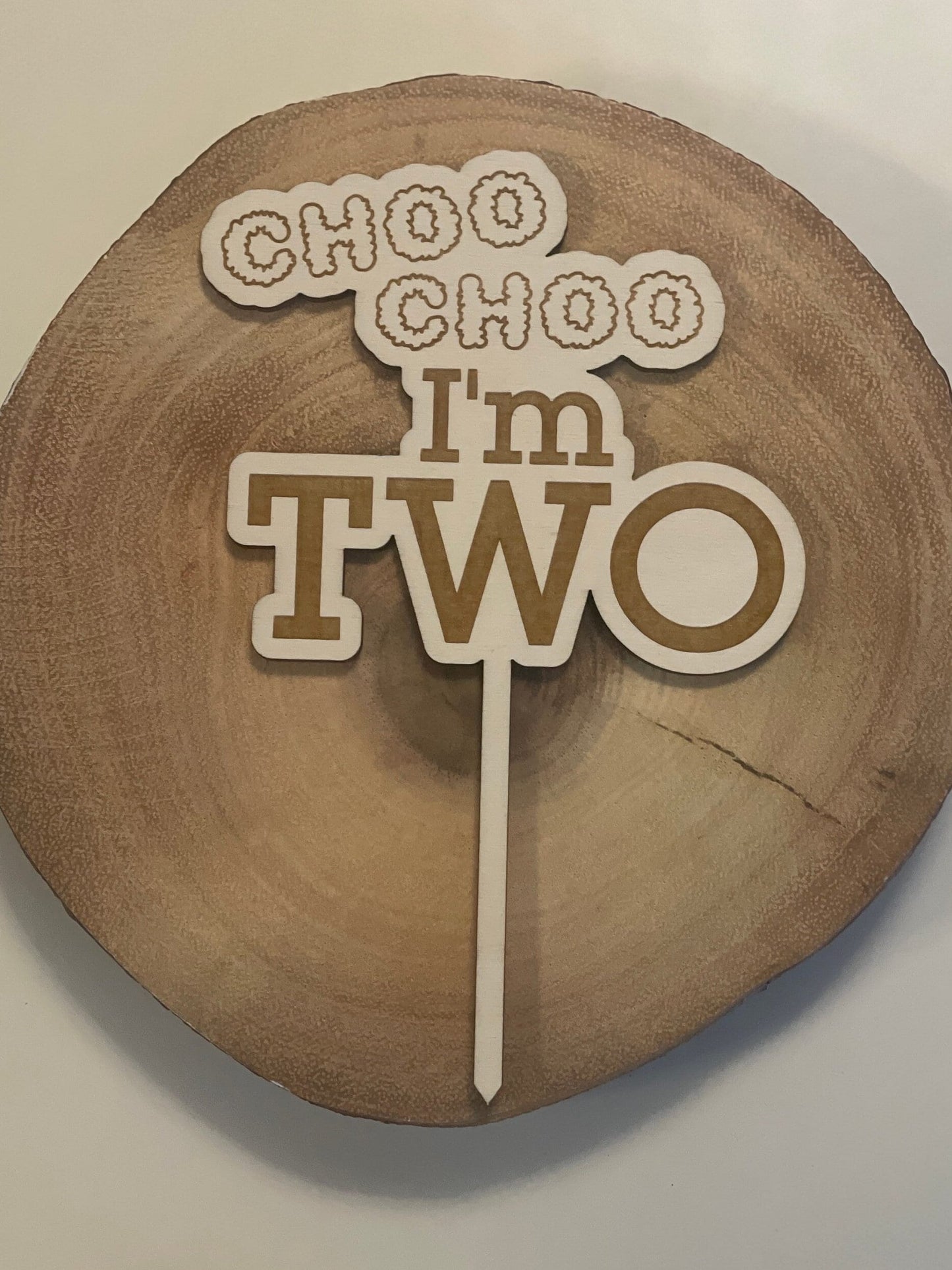choo choo I’m two wooden cake topper. train topper set