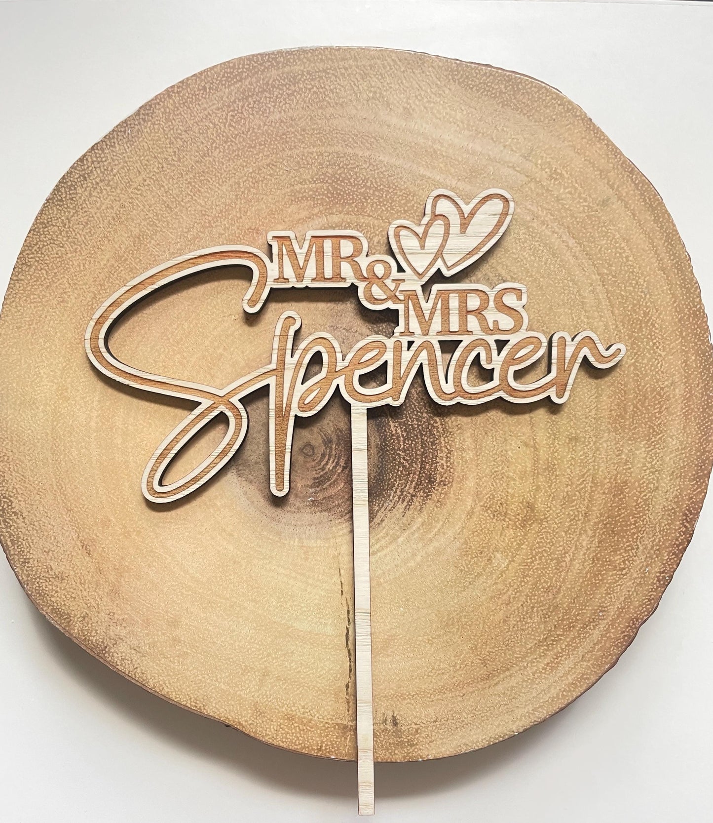 Wooden Mr and Mrs Name wedding cake topper. Mr and Mr. Mrs and Mrs. Rustic wedding.