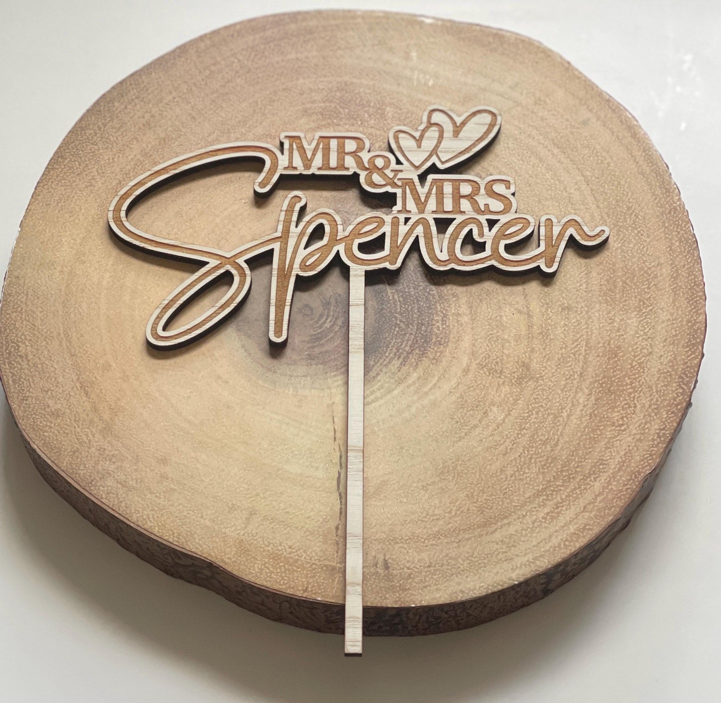 Wooden Mr and Mrs Name wedding cake topper. Mr and Mr. Mrs and Mrs. Rustic wedding.