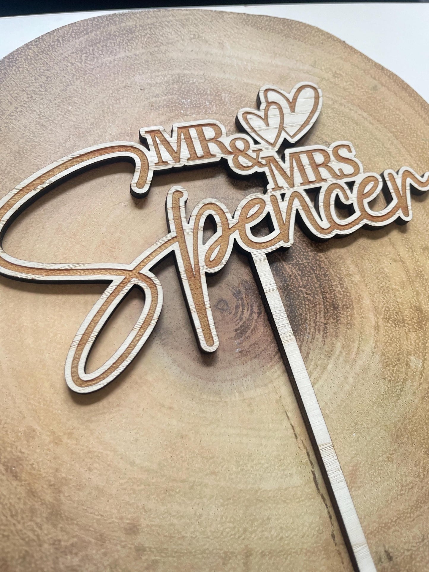 Wooden Mr and Mrs Name wedding cake topper. Mr and Mr. Mrs and Mrs. Rustic wedding.