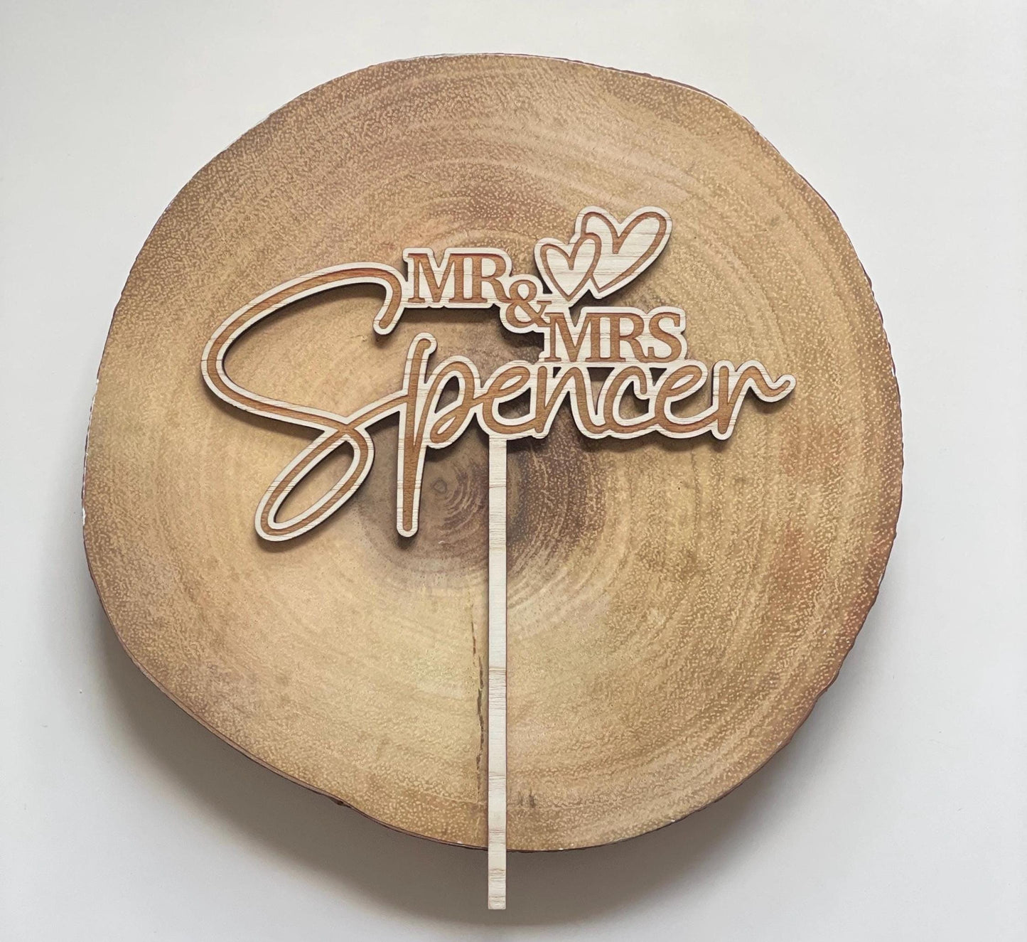 Wooden Mr and Mrs Name wedding cake topper. Mr and Mr. Mrs and Mrs. Rustic wedding.