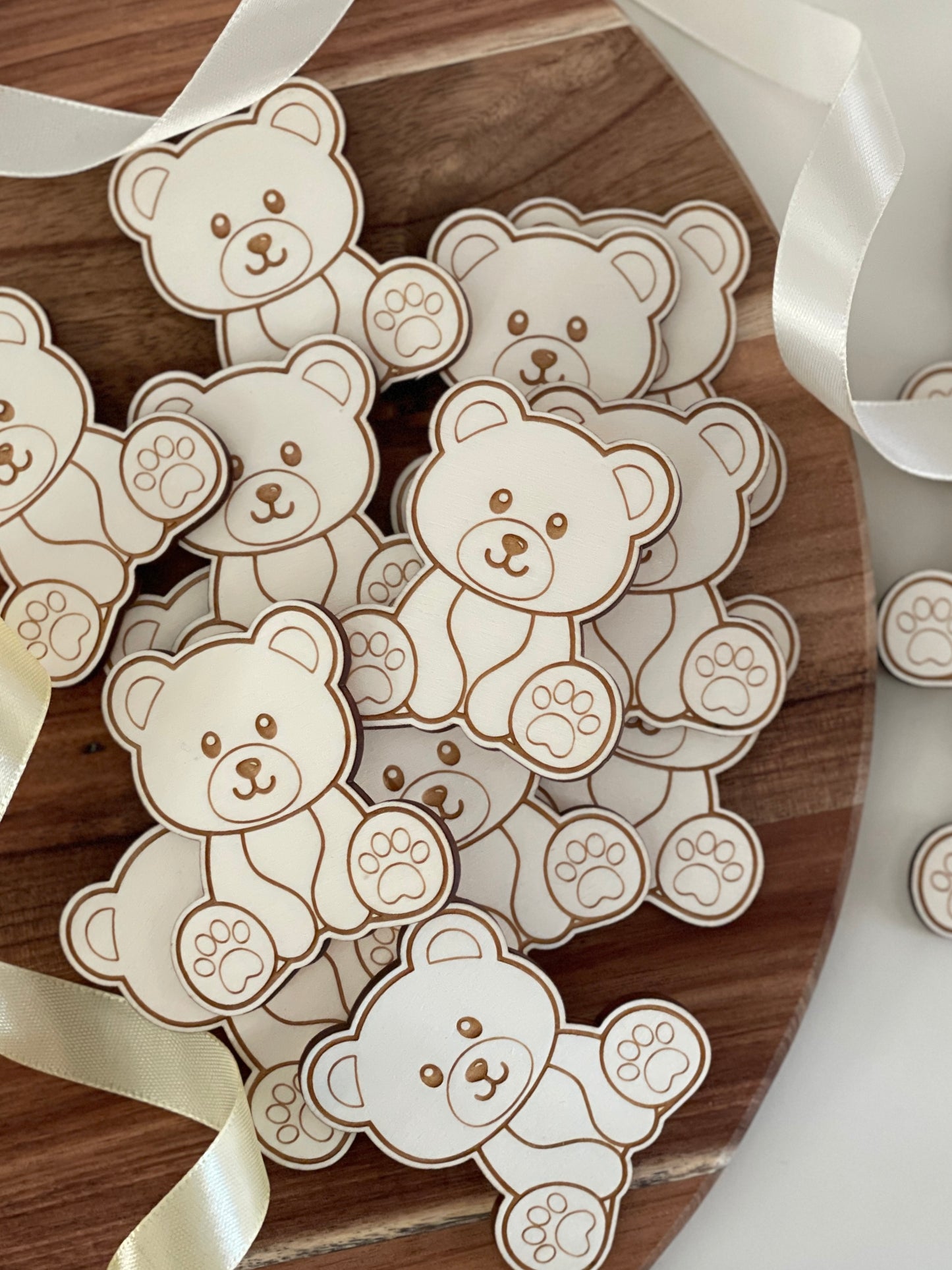Cute Wooden Bear Cupcake Topper