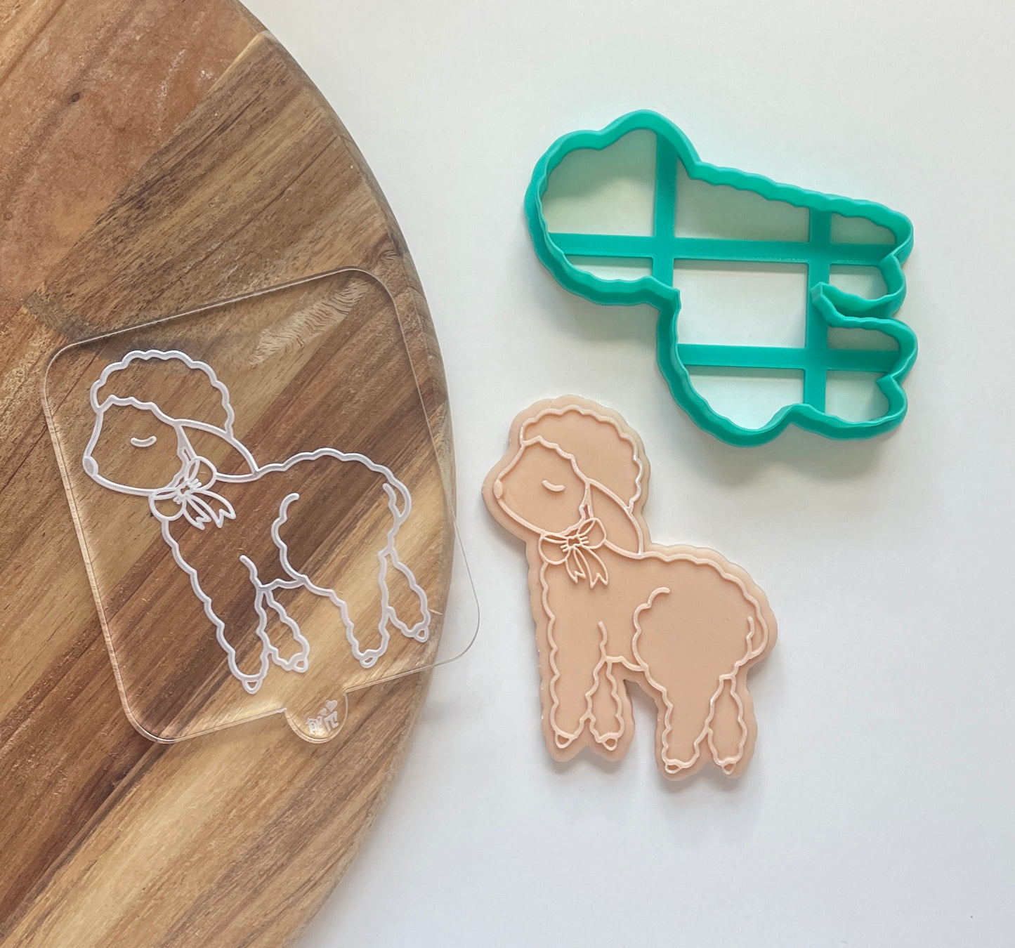 Lamb with bow Embosser and cutter set for fondant 
