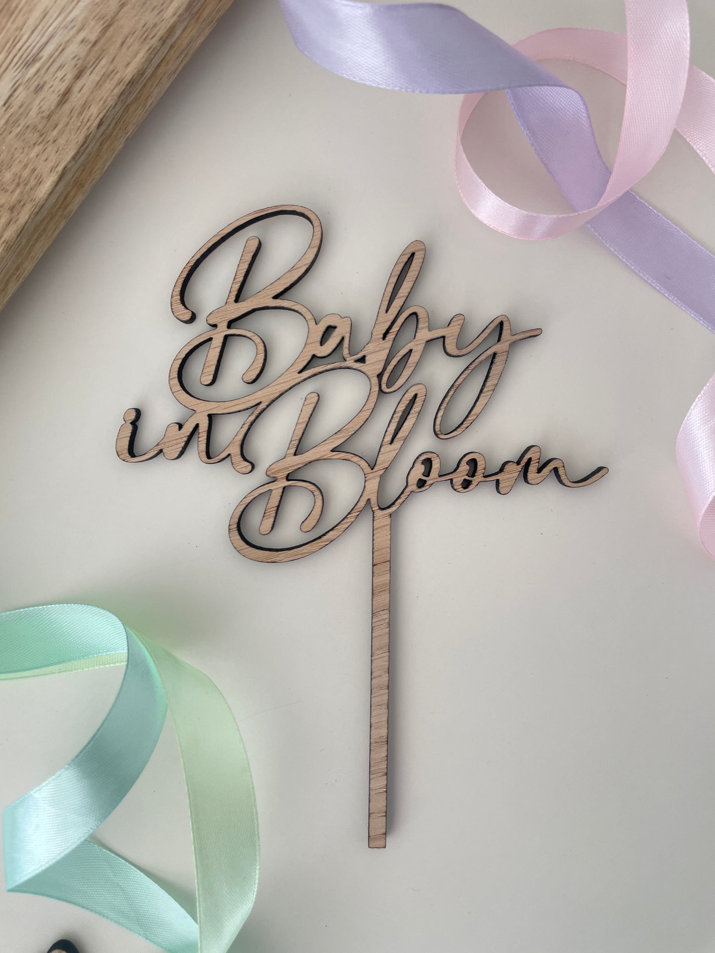 Baby In Bloom | Wood Cake Topper / Charm