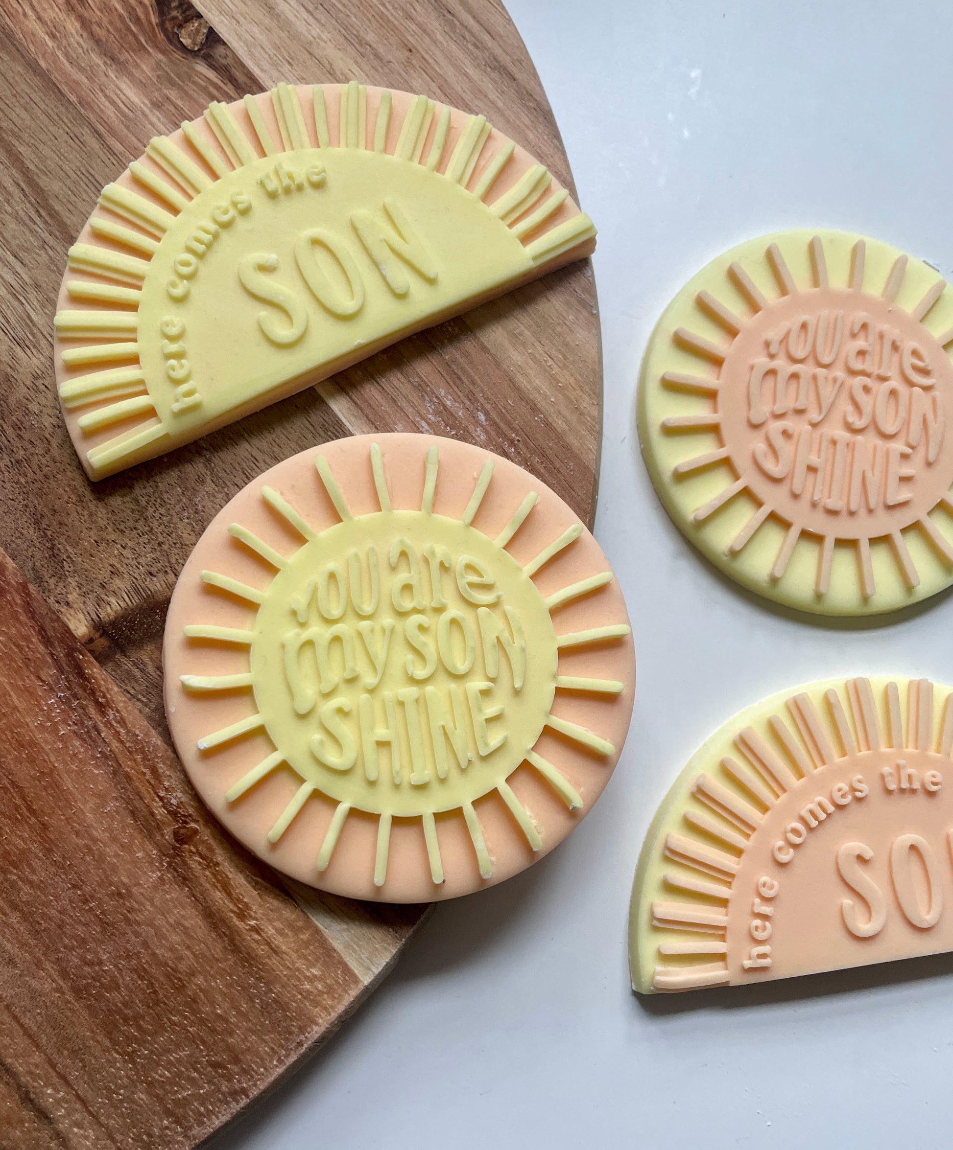 You are my son shine 3d printed debosser and cutter set for using with fondant to make toppers for biscuits and cakes. 