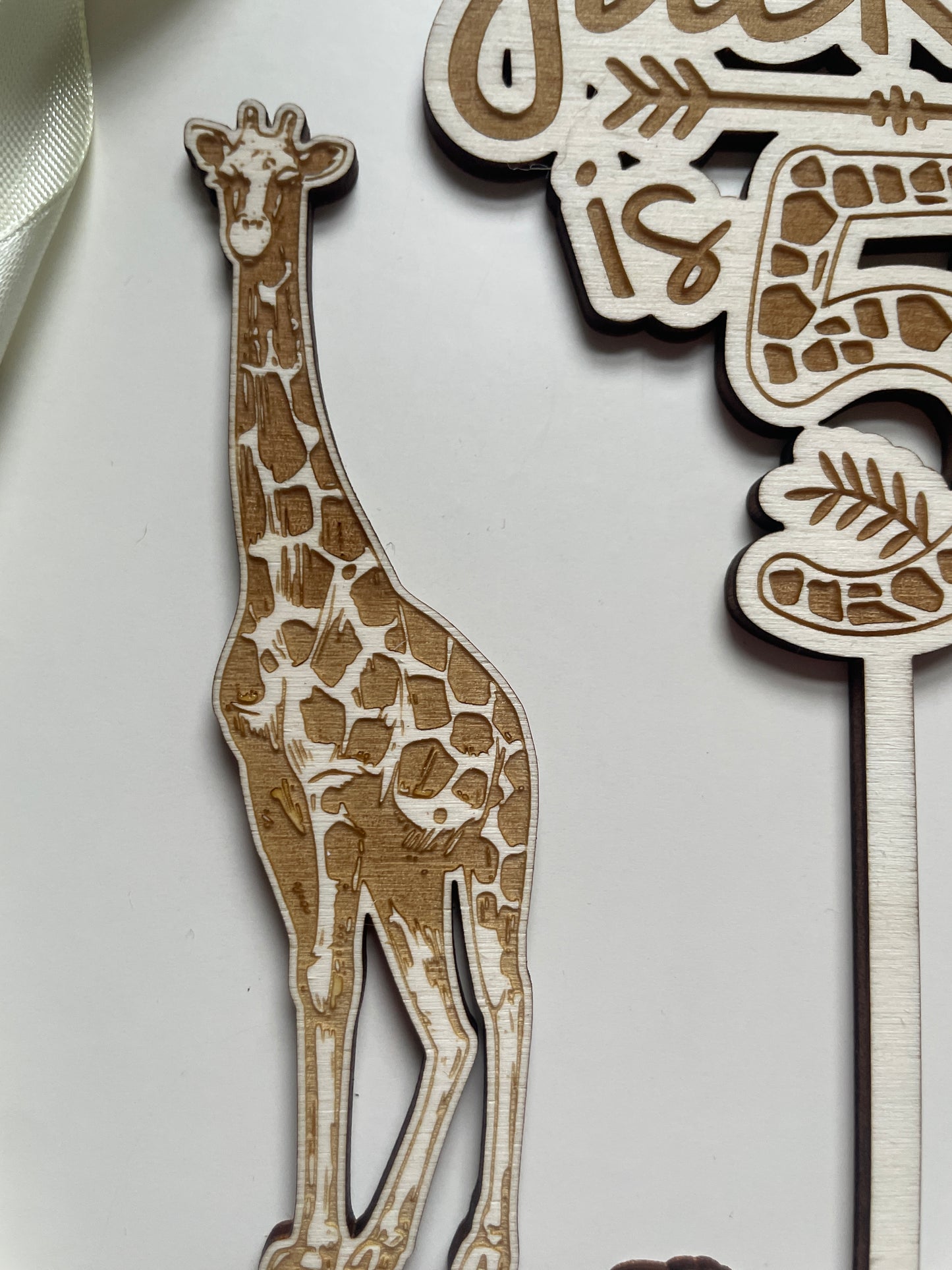 Jungle Safari Themed Birthday Cake Topper | Custom Wood Topper