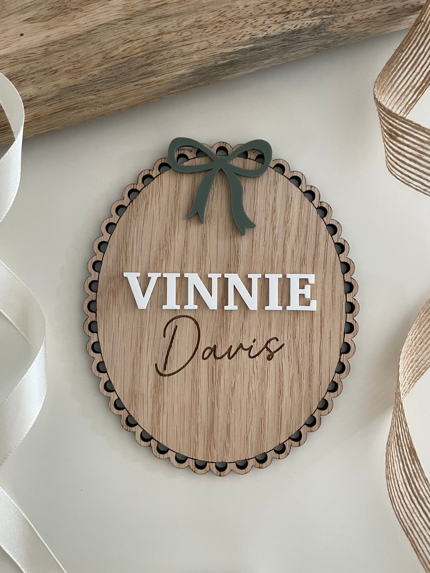 Baby Name Reveal Sign | Personalised Wood And Acrylic Photo Prop