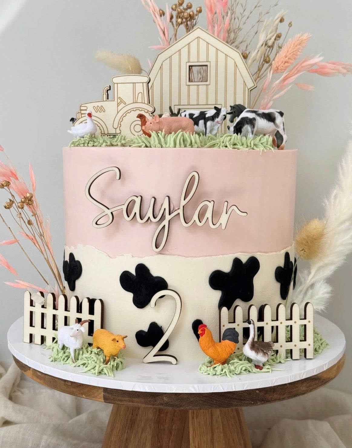 Wooden Name and Age Cake Charms.