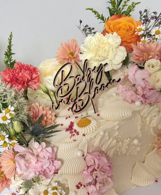 Baby In Bloom | Wood Cake Topper / Charm