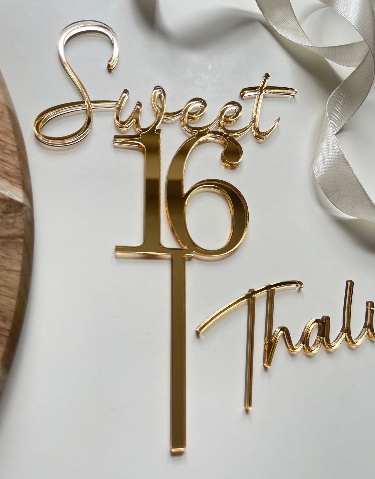 Sweet 16 Acrylic Cake Topper. Name Charm Topper Set