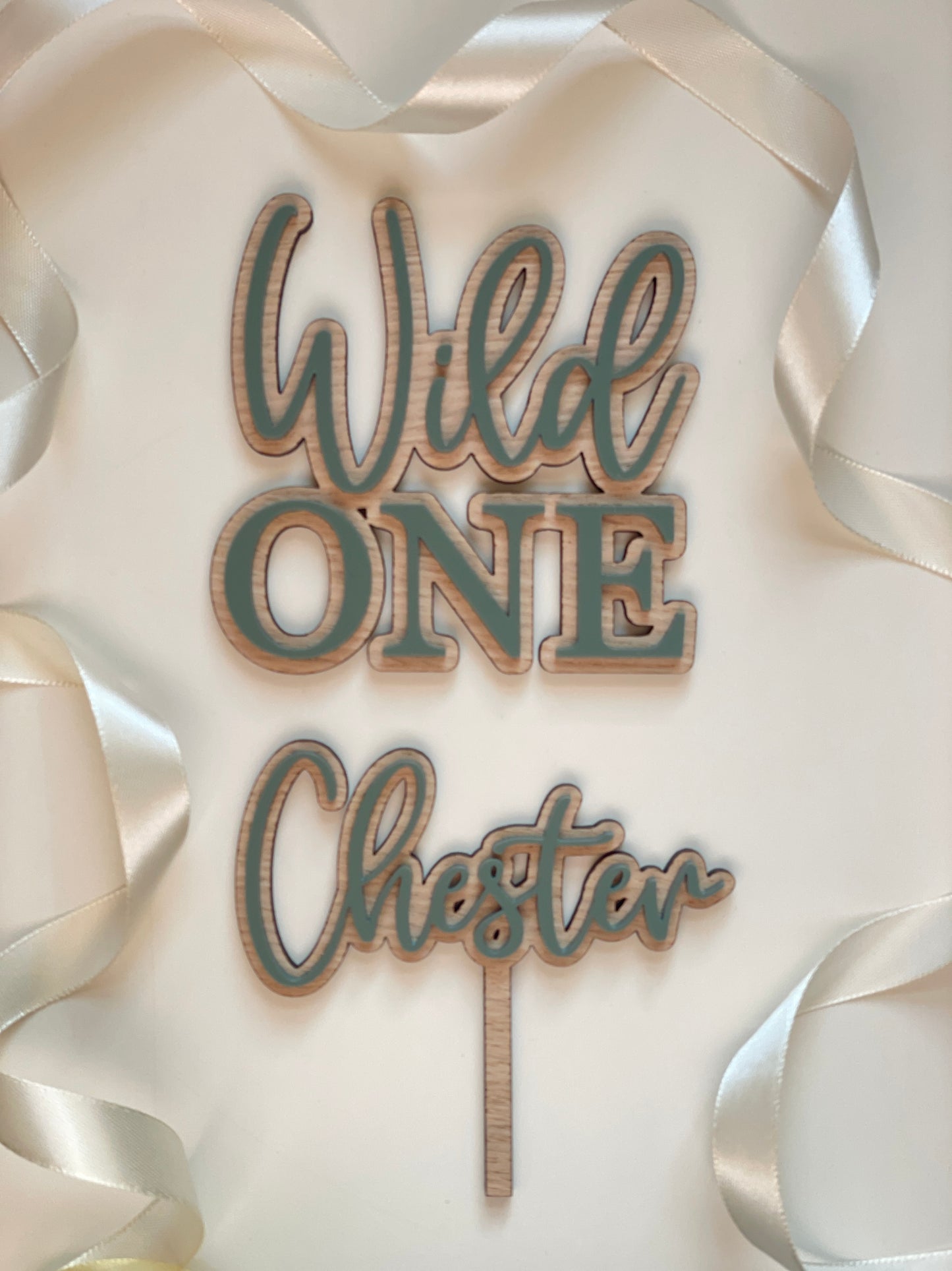 Wild One Cake Charm | Name Topper  | Wood And Acrylic