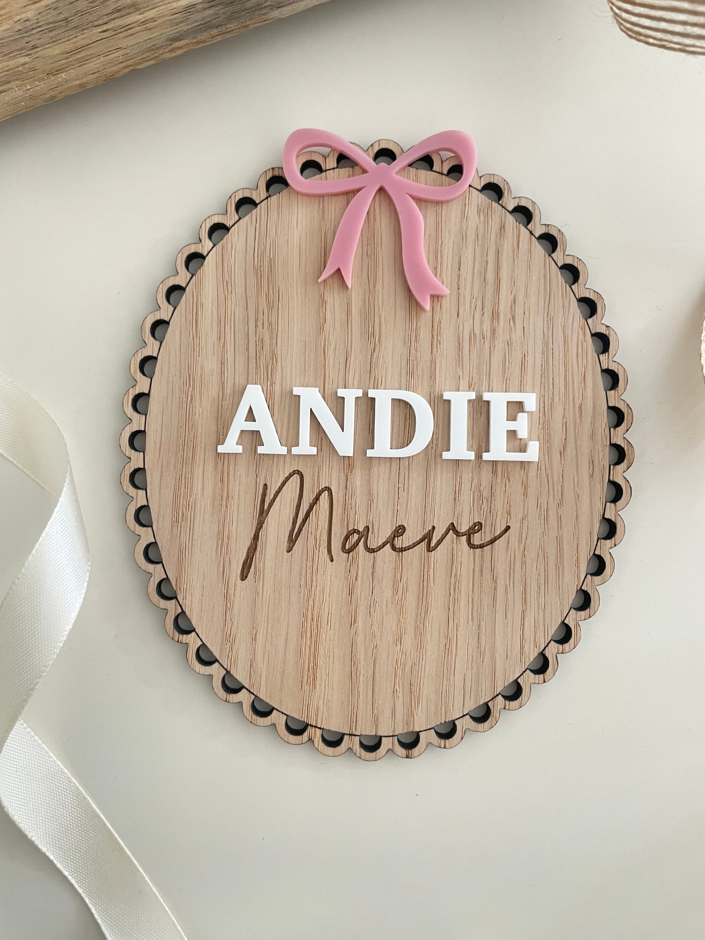 Baby Name Reveal Sign | Personalised Wood And Acrylic Photo Prop