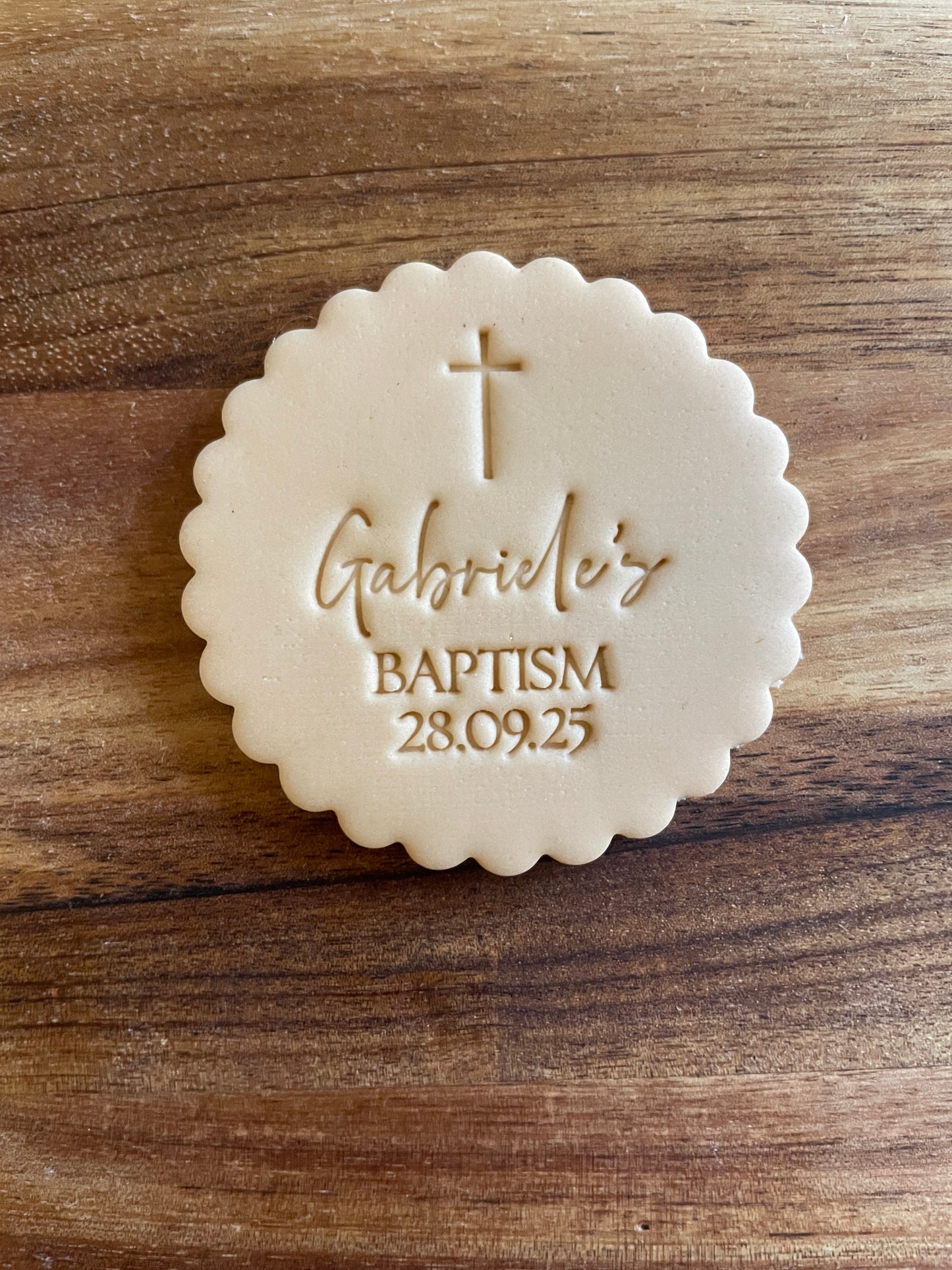 Personslised Baptism Stamp and Cutter.