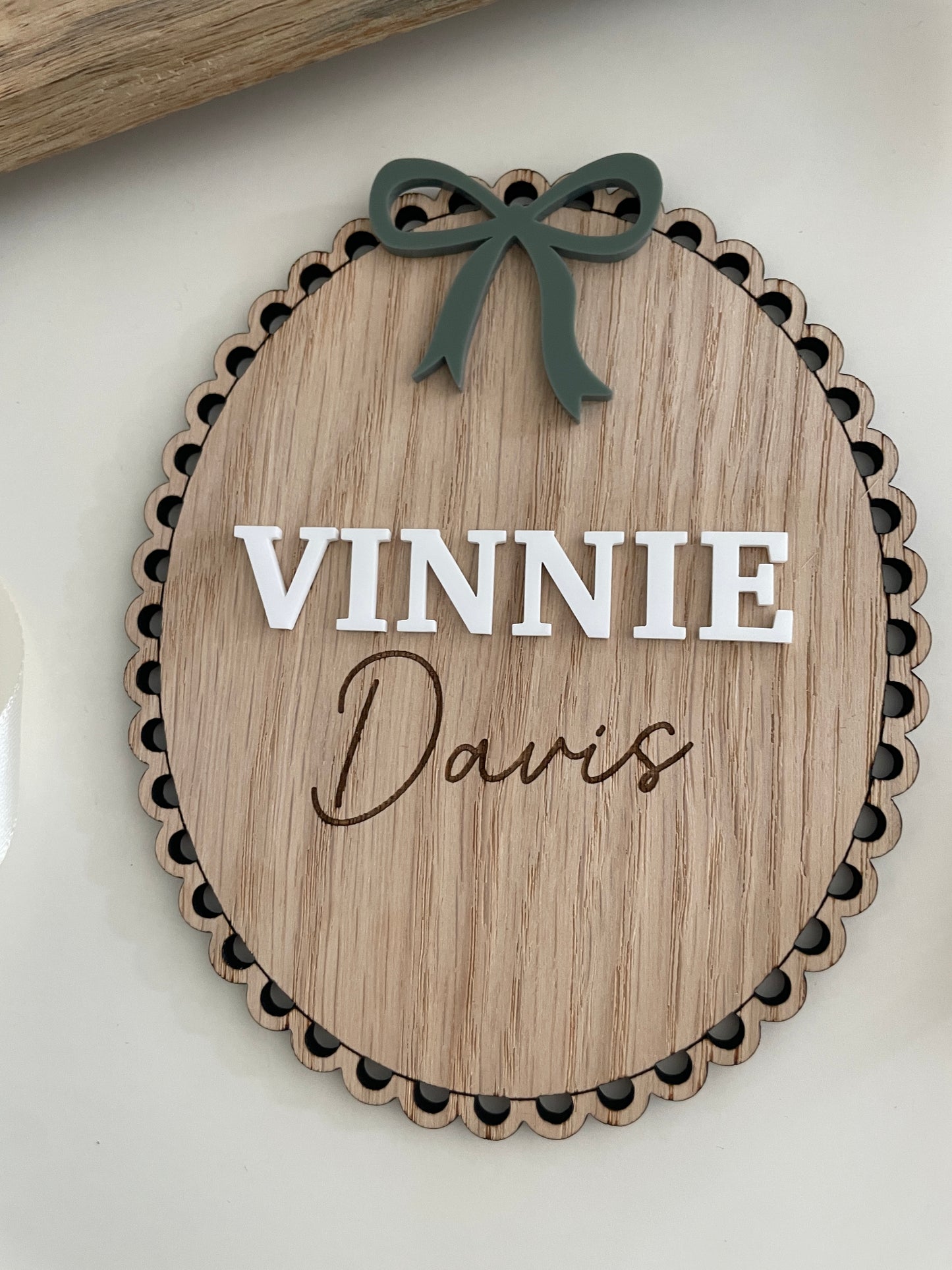 Baby Name Reveal Sign | Personalised Wood And Acrylic Photo Prop