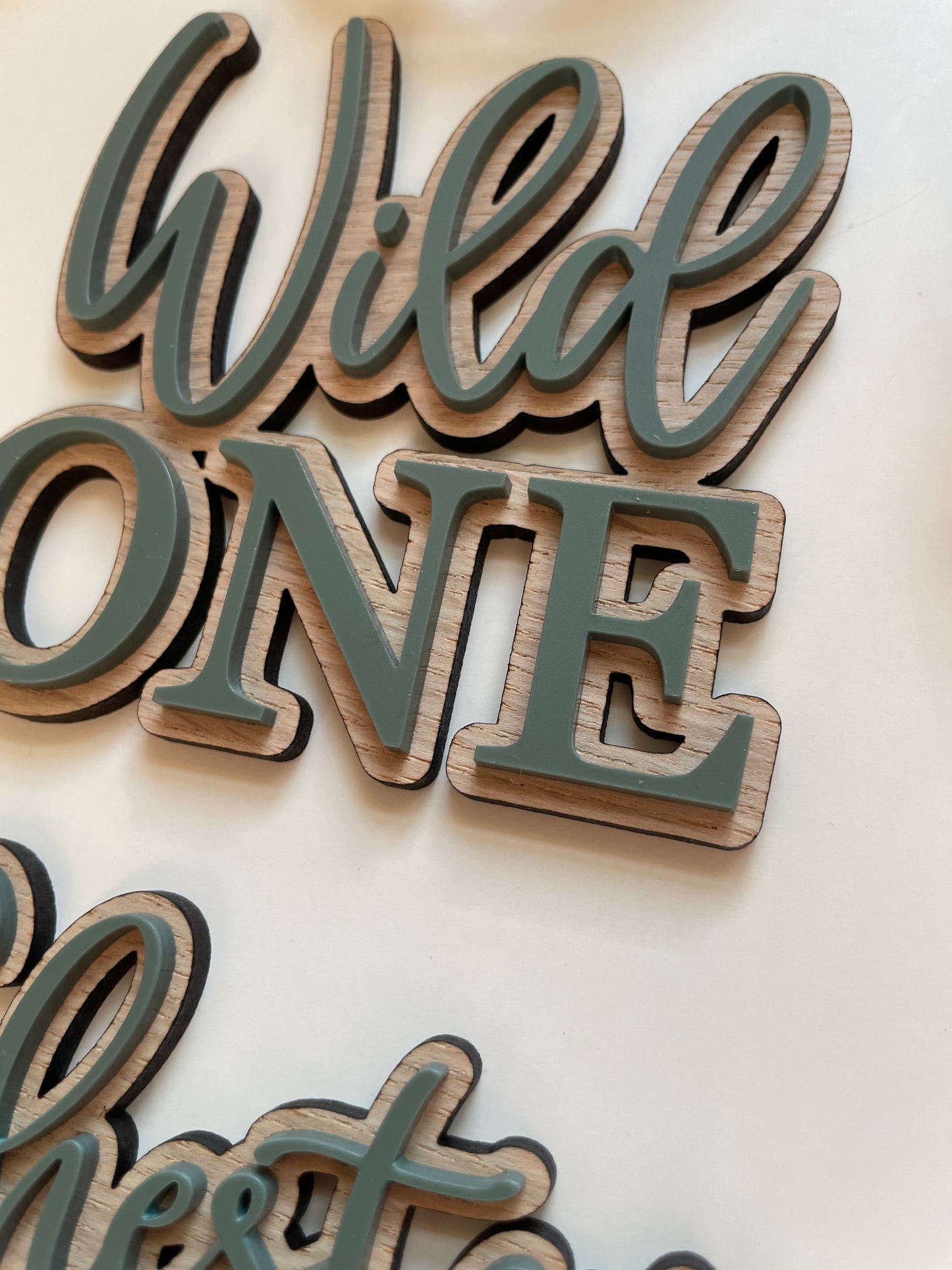 Wild One Cake Charm | Name Topper  | Wood And Acrylic