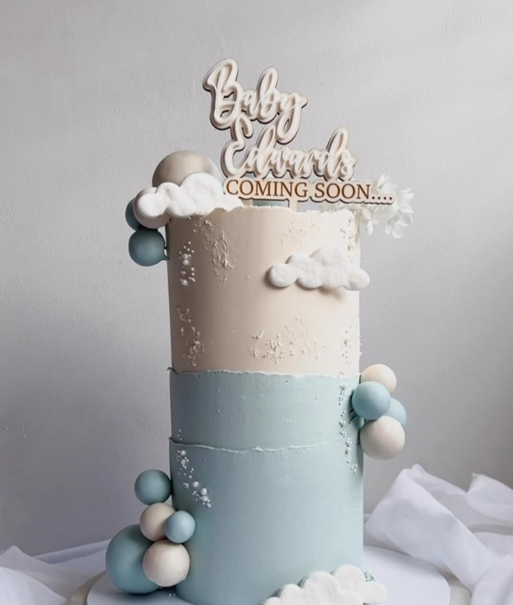 Coming Soon Baby Name Cake Toppper. Wood And Acrylic. Personalised.