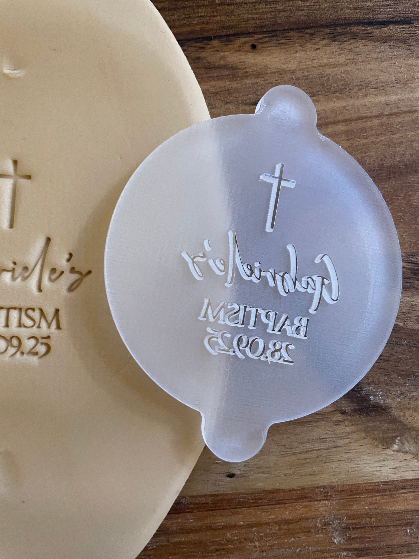 Personslised Baptism Stamp and Cutter.