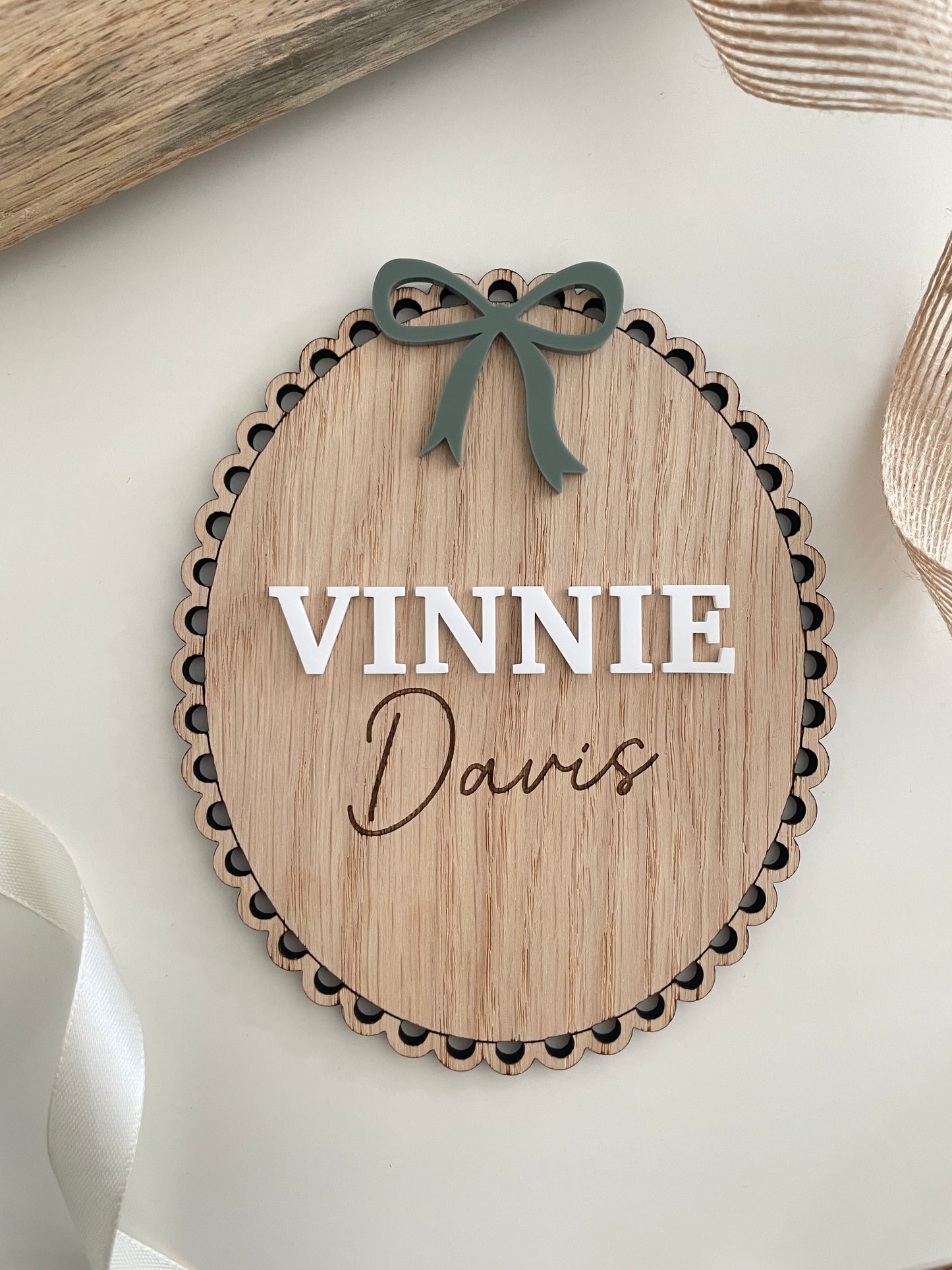 Baby Name Reveal Sign | Personalised Wood And Acrylic Photo Prop