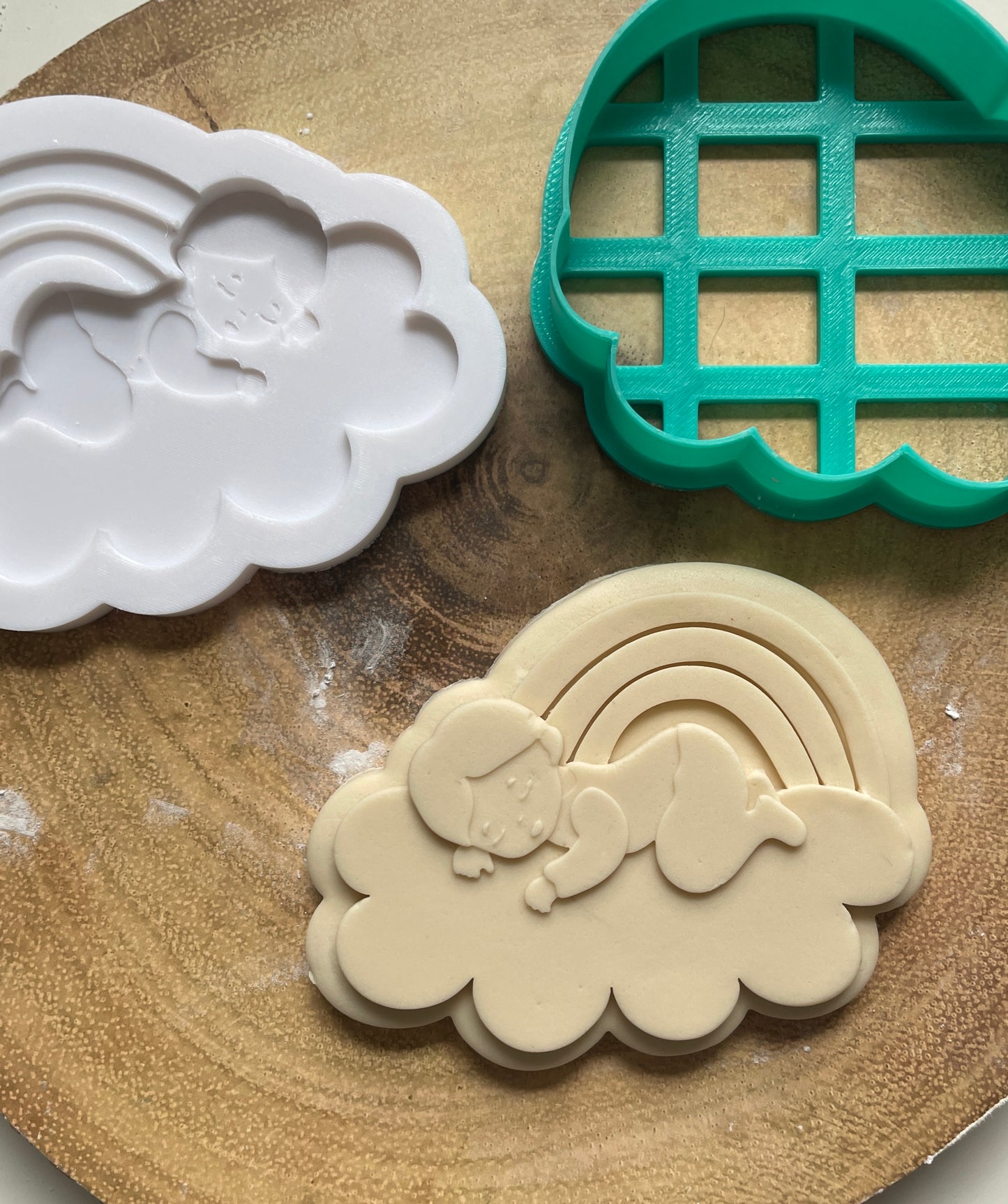Baby Sleeping On A Cloud | Debosser / Embosser And Cutter Set. Cookie Cutter.