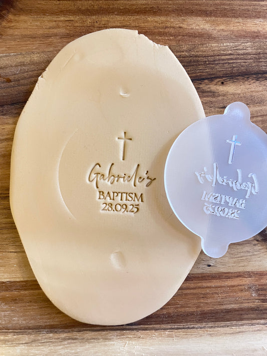 Personslised Baptism Stamp and Cutter.
