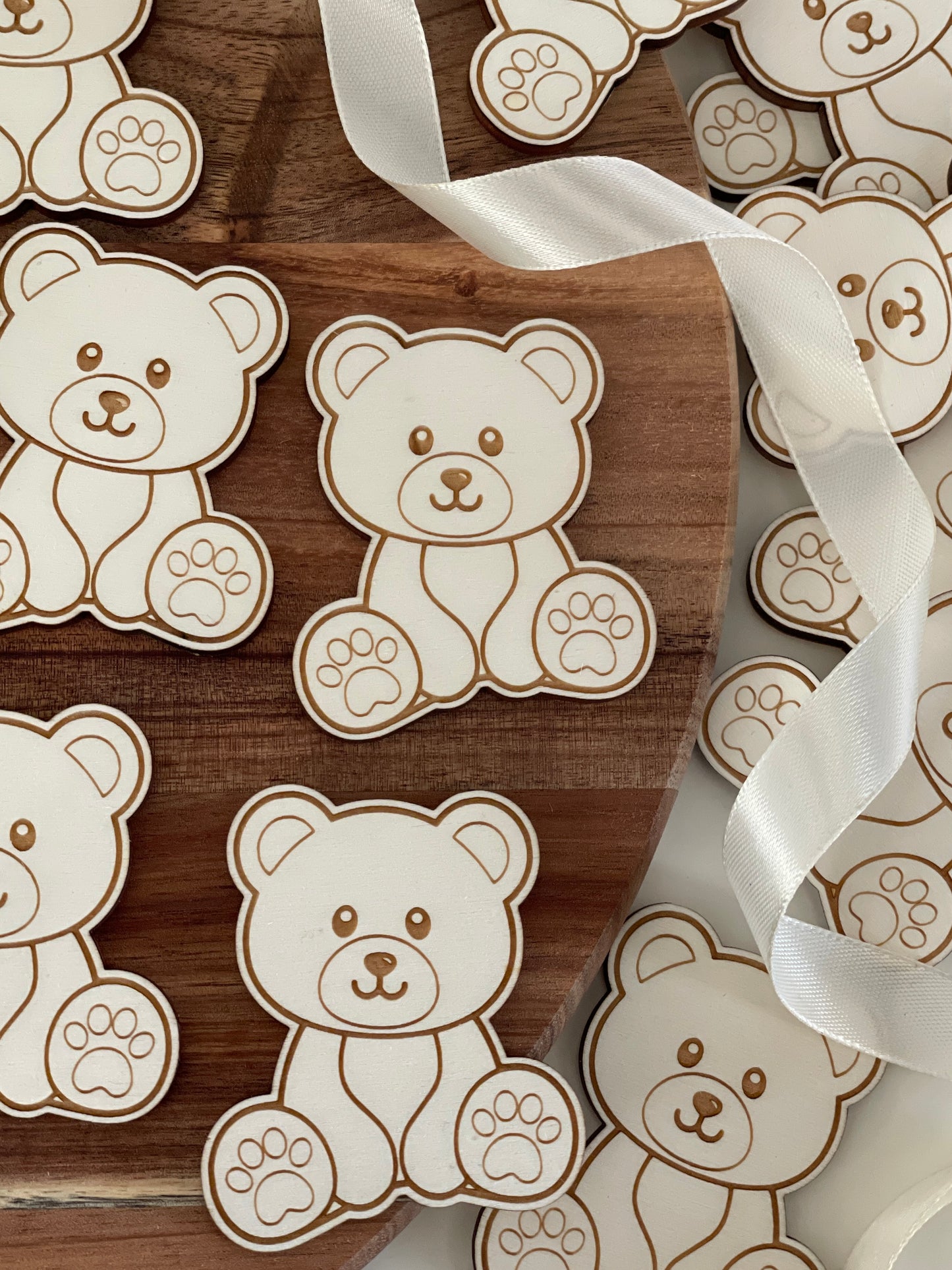 Cute Wooden Bear Cupcake Topper