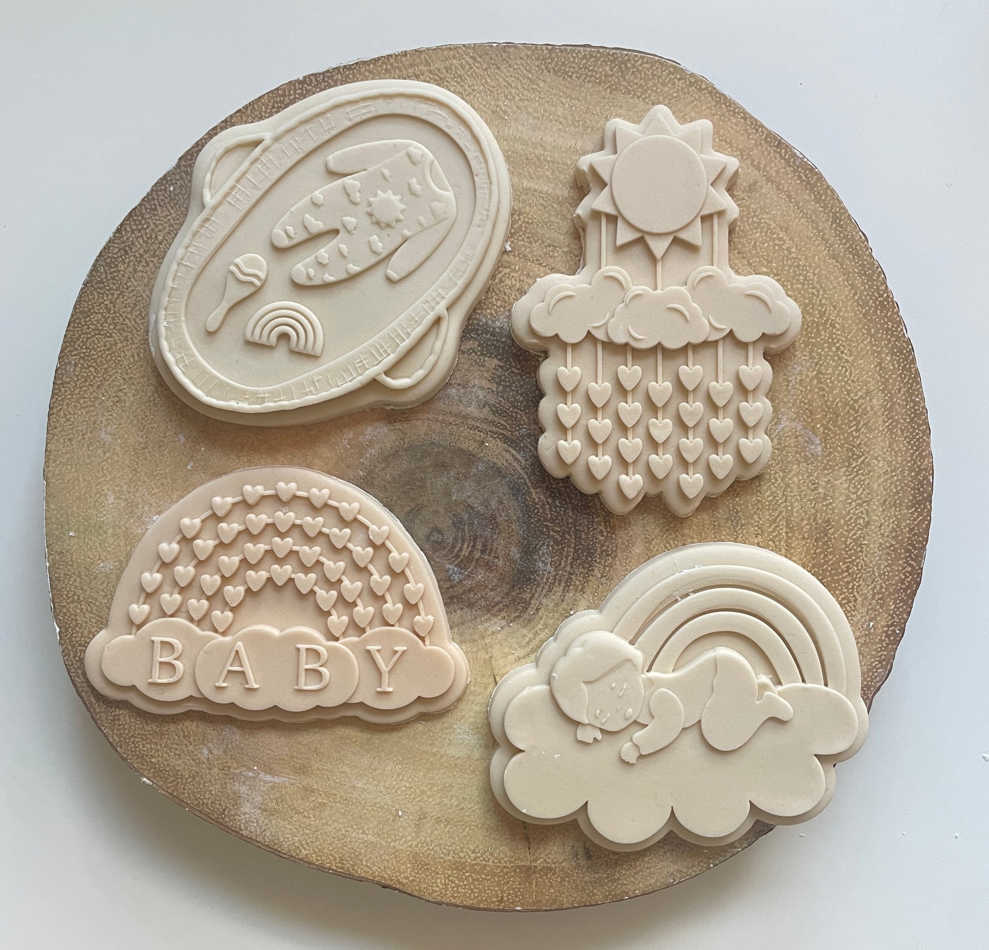 Sun and clouds baby mobile embosser debosser for fondant and biscuits 