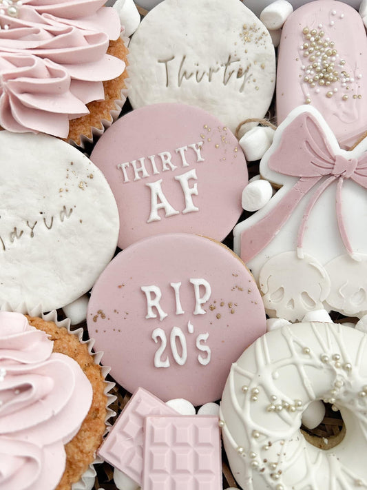 RIP 20’s debosser stamp. Rip 30’s Rip Youth.  stamp. 30 AF. 40 AF. Headstone cutter. Cookie stamp. Fondant stamp.