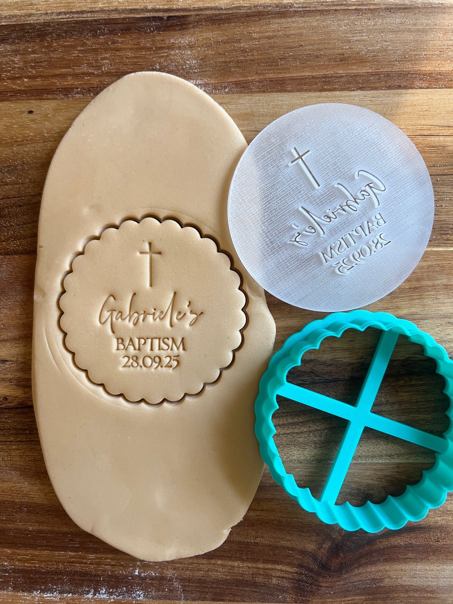 Personslised Baptism Stamp and Cutter.