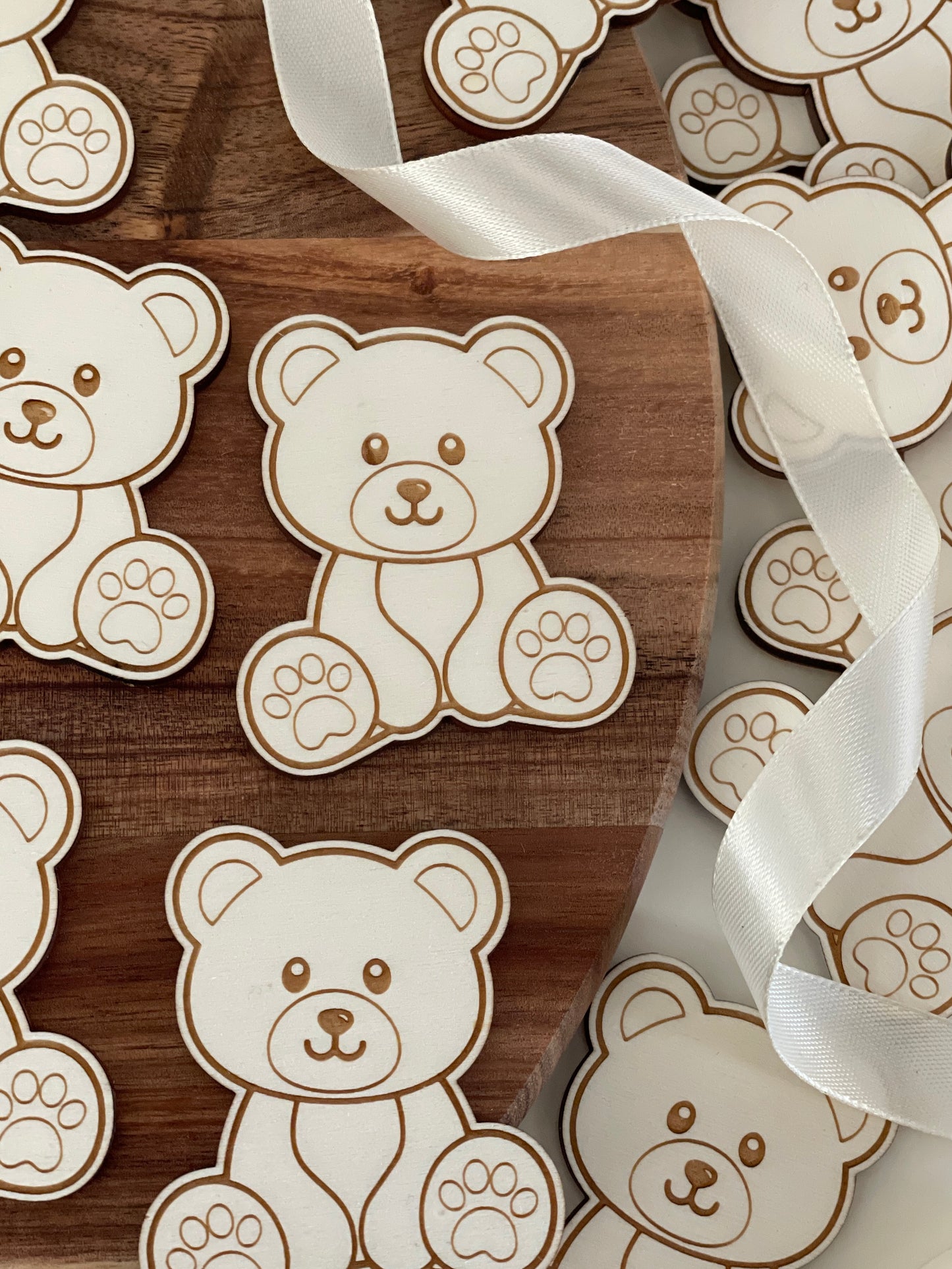Cute Wooden Bear Cupcake Topper