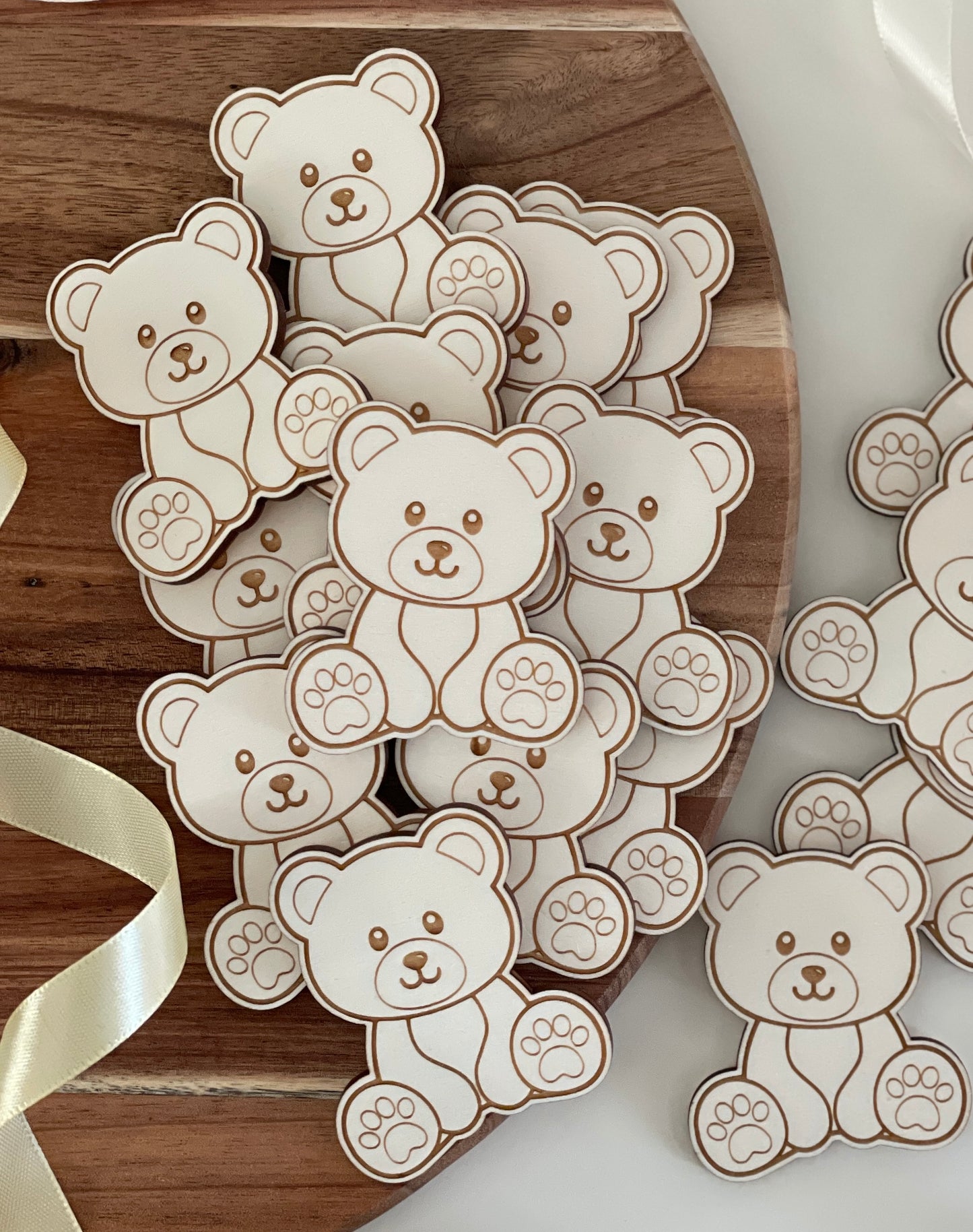 Cute Wooden Bear Cupcake Topper