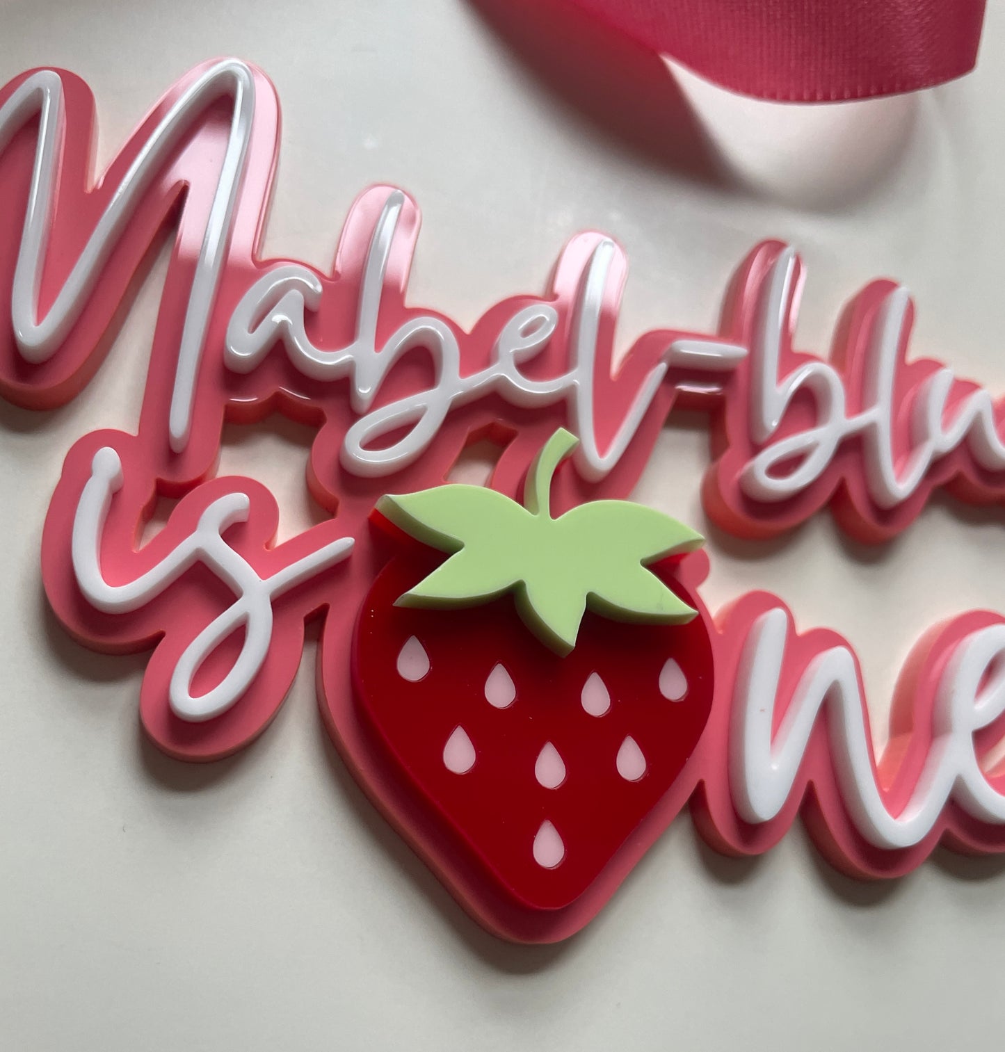 Strawberry First Birthday | Acrylic Cake Charm / Topper