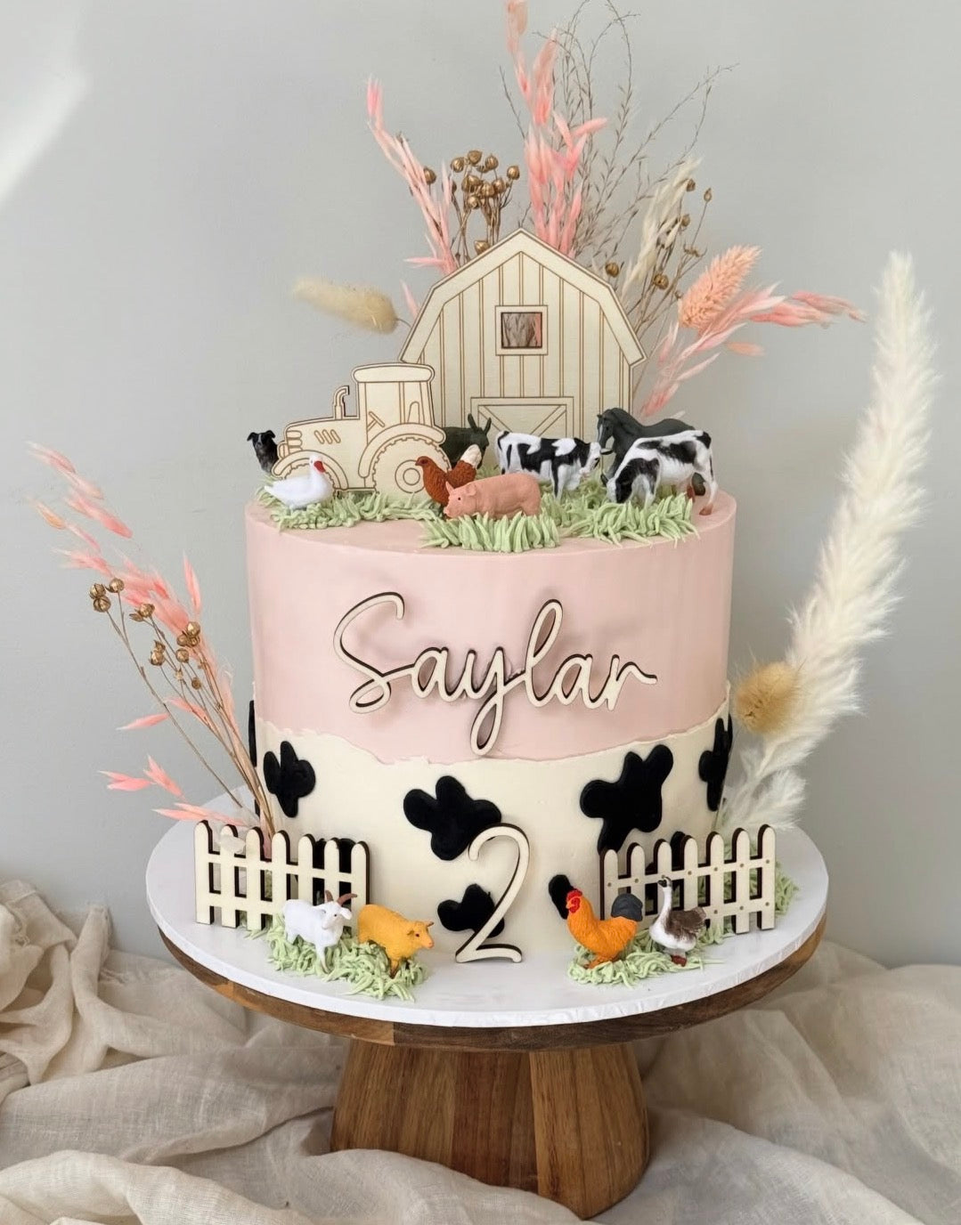Wooden Name and Age Cake Charms.