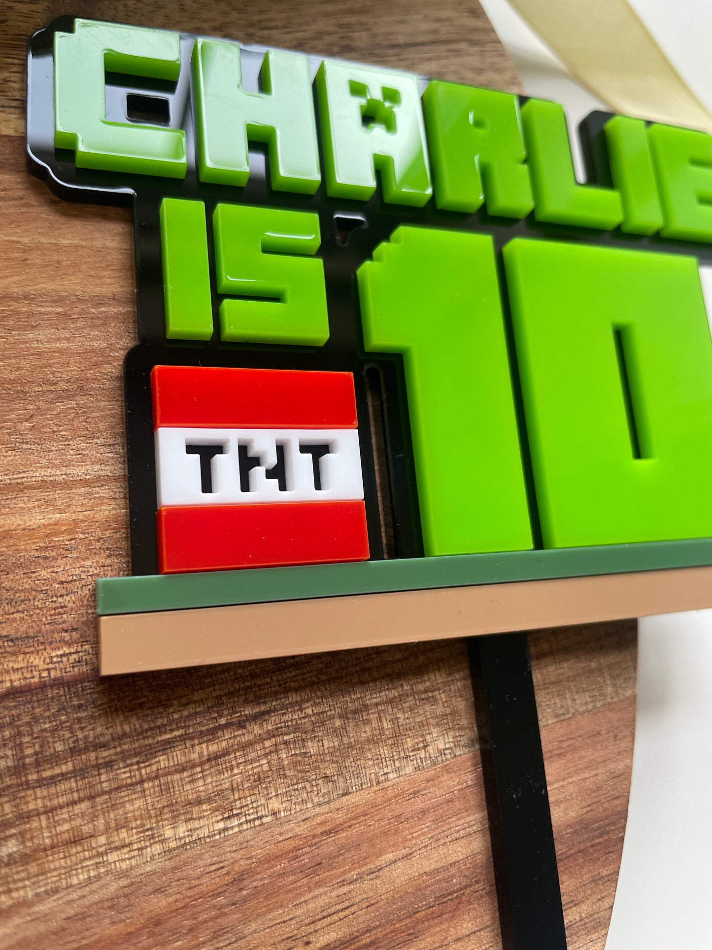 Mine Theme Name And Age Cake Topper.  Gamers Cake Topper
