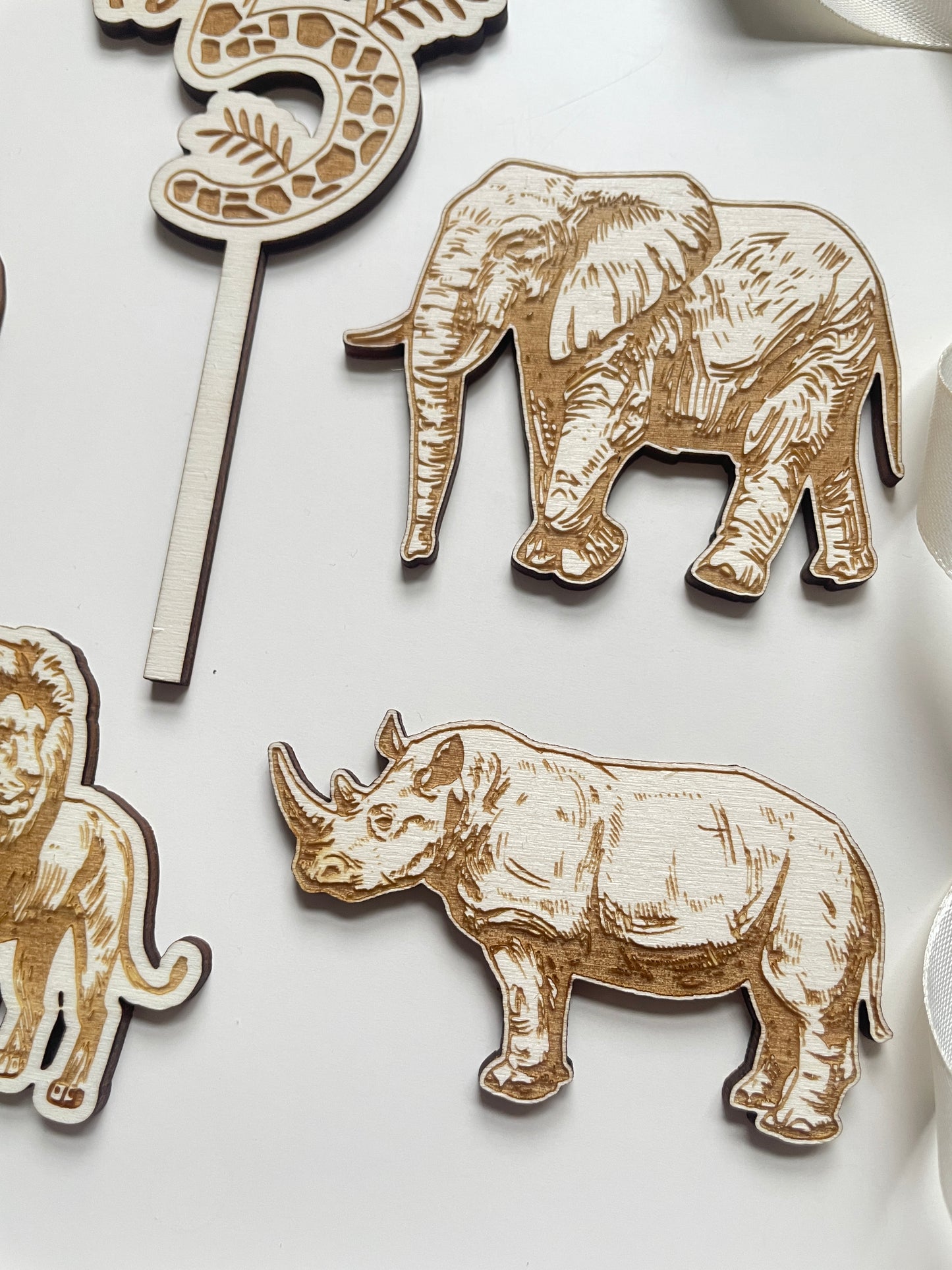 Jungle Safari Themed Birthday Cake Topper | Custom Wood Topper