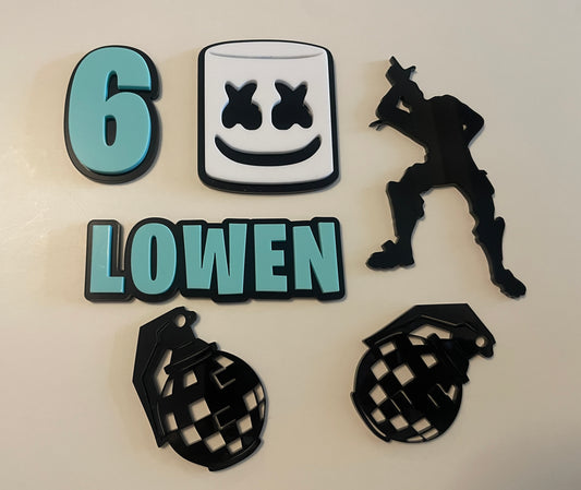 Fortnite Theme Cake Charm Set