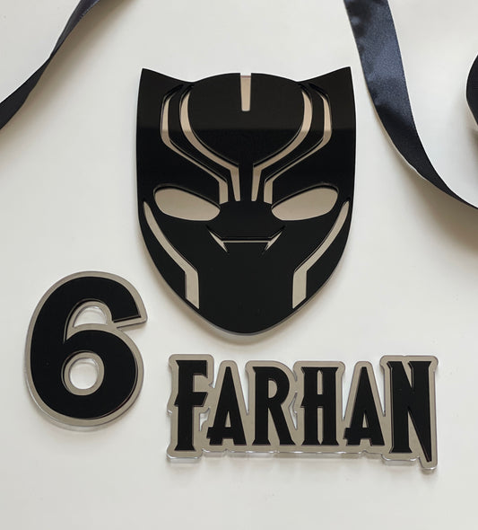 Black panther theme cake charm set 