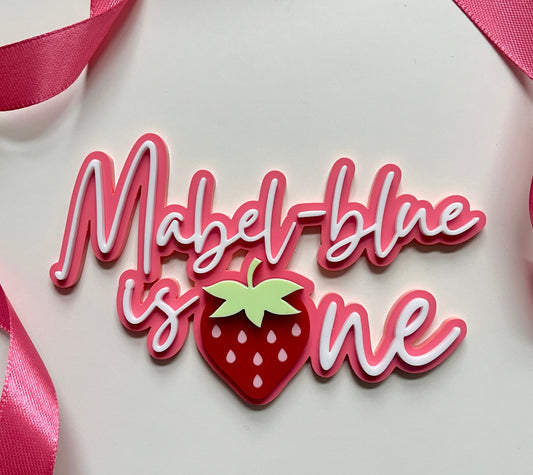 Strawberry First Birthday | Acrylic Cake Charm / Topper