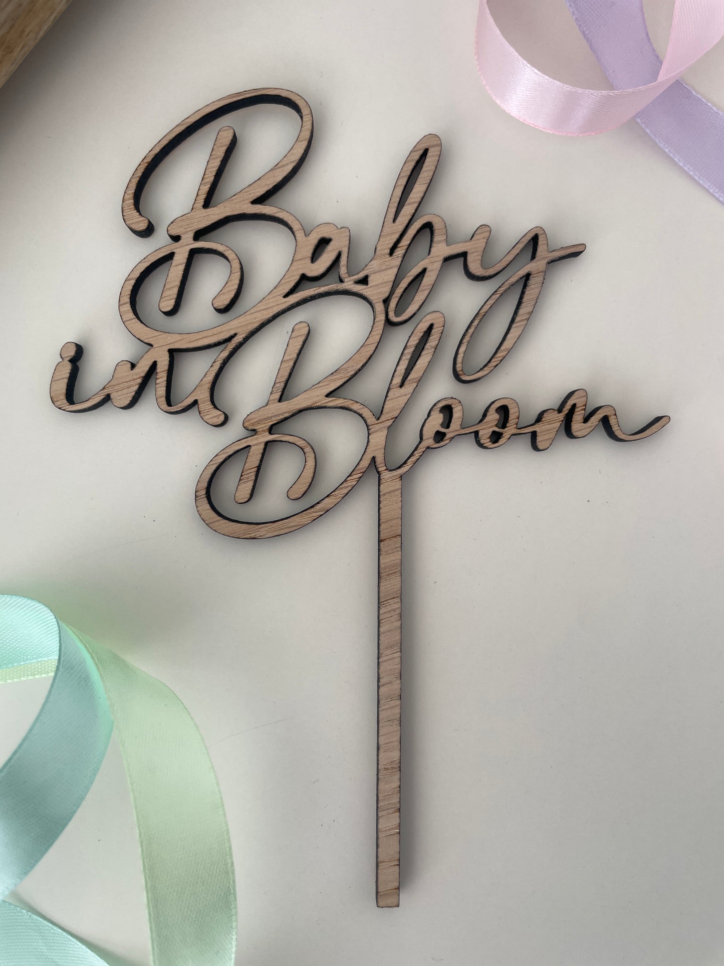 Baby In Bloom | Wood Cake Topper / Charm