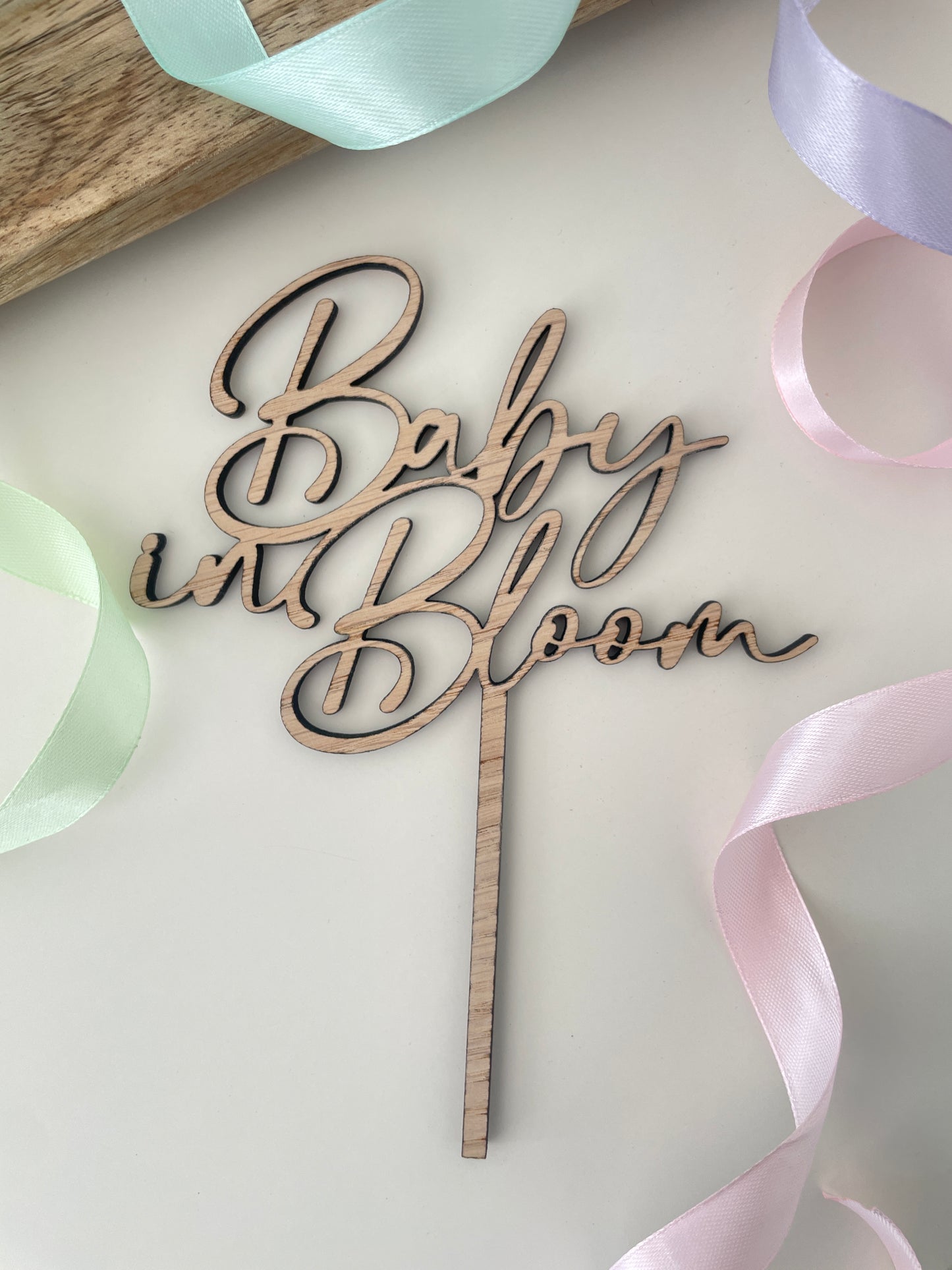 Baby In Bloom | Wood Cake Topper / Charm