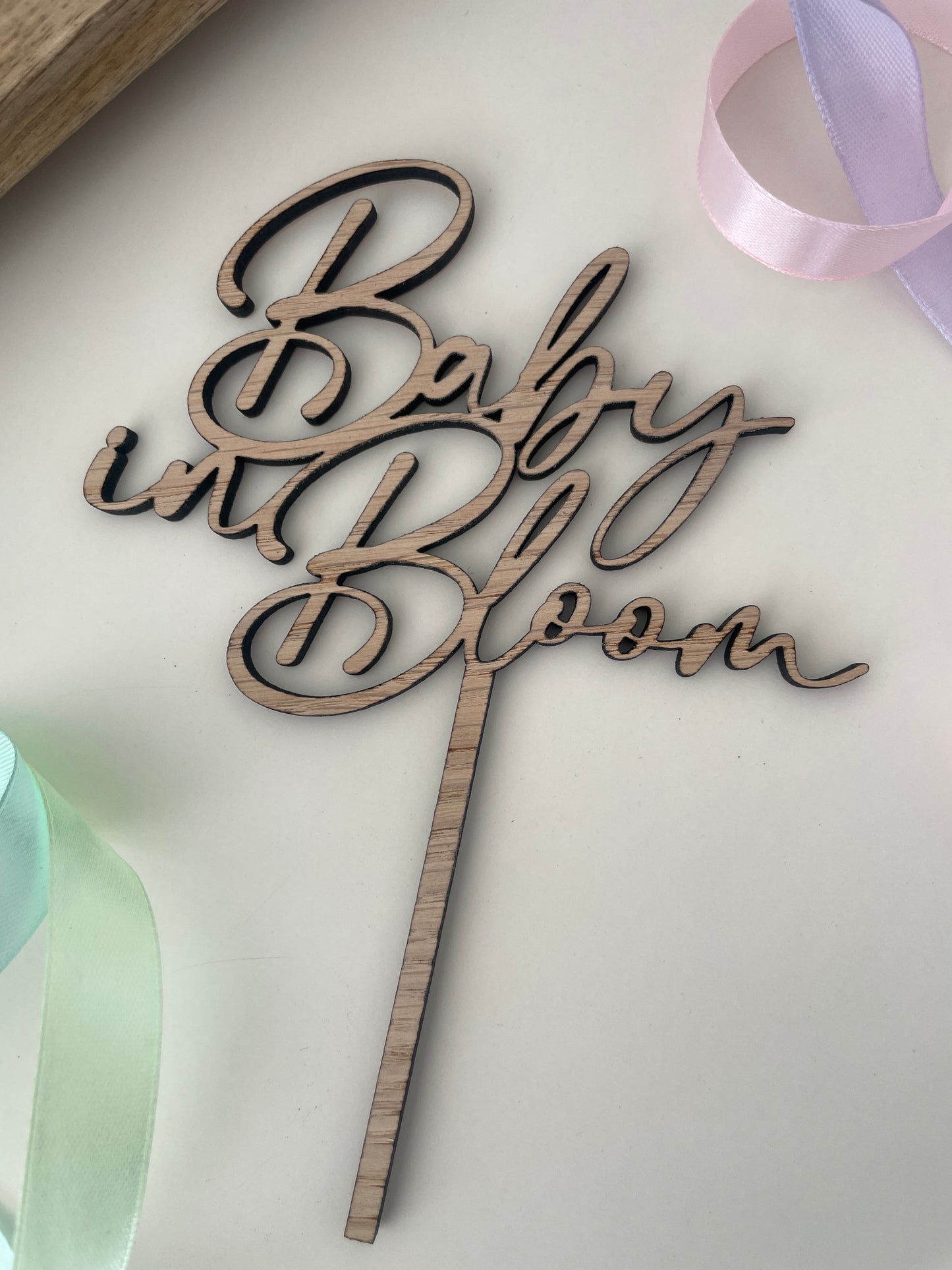 Baby In Bloom | Wood Cake Topper / Charm